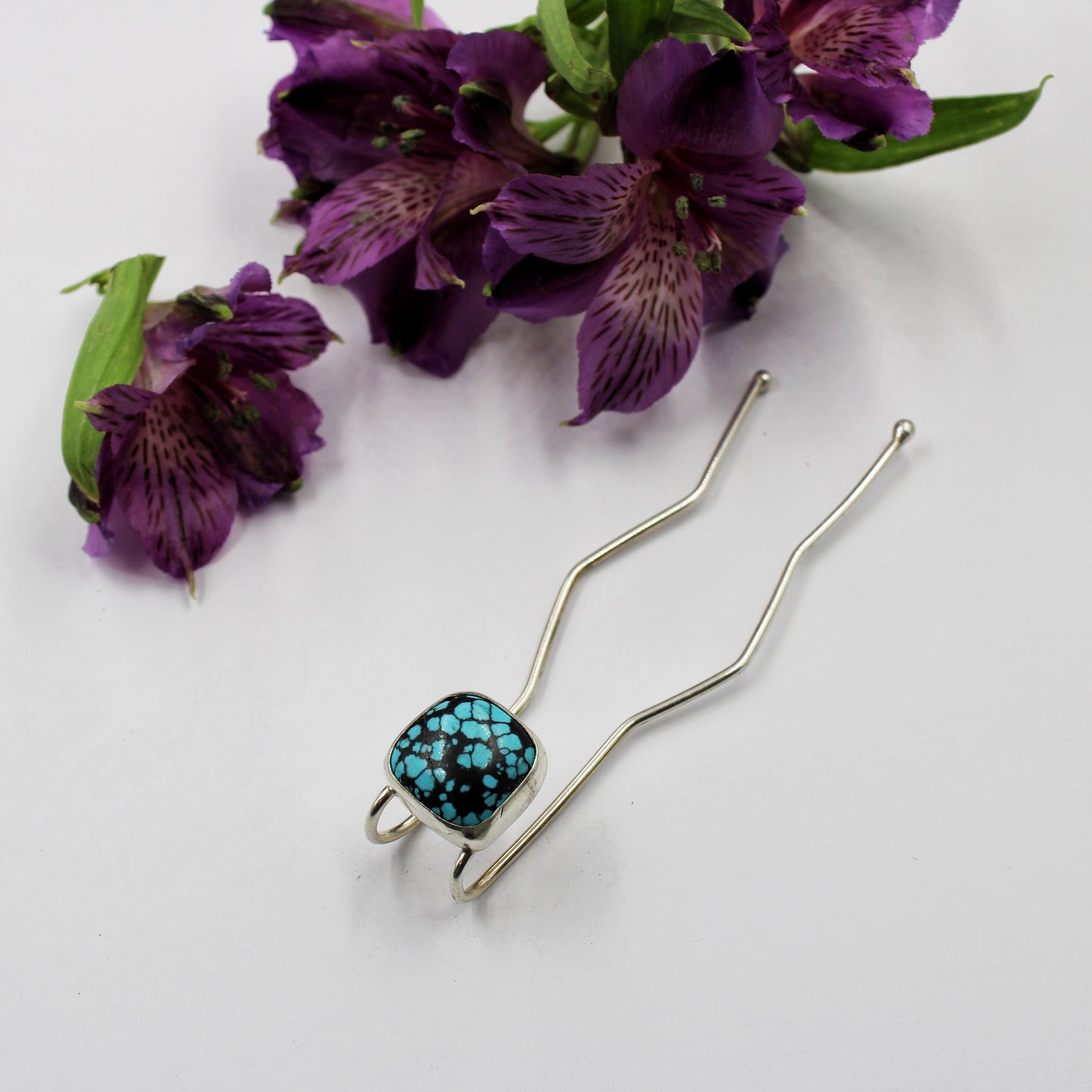Stillwater Hair Fork: Sterling Silver & White Mountain Turquoise
