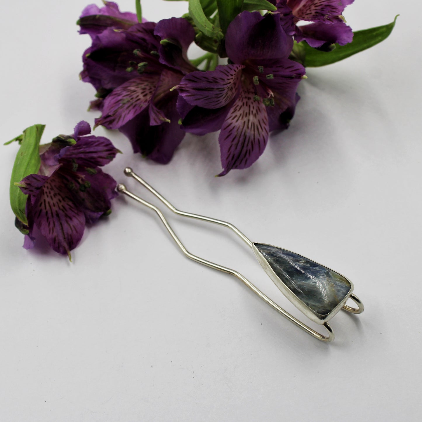 Stormsong Hair Fork: Sterling Silver & Pietersite