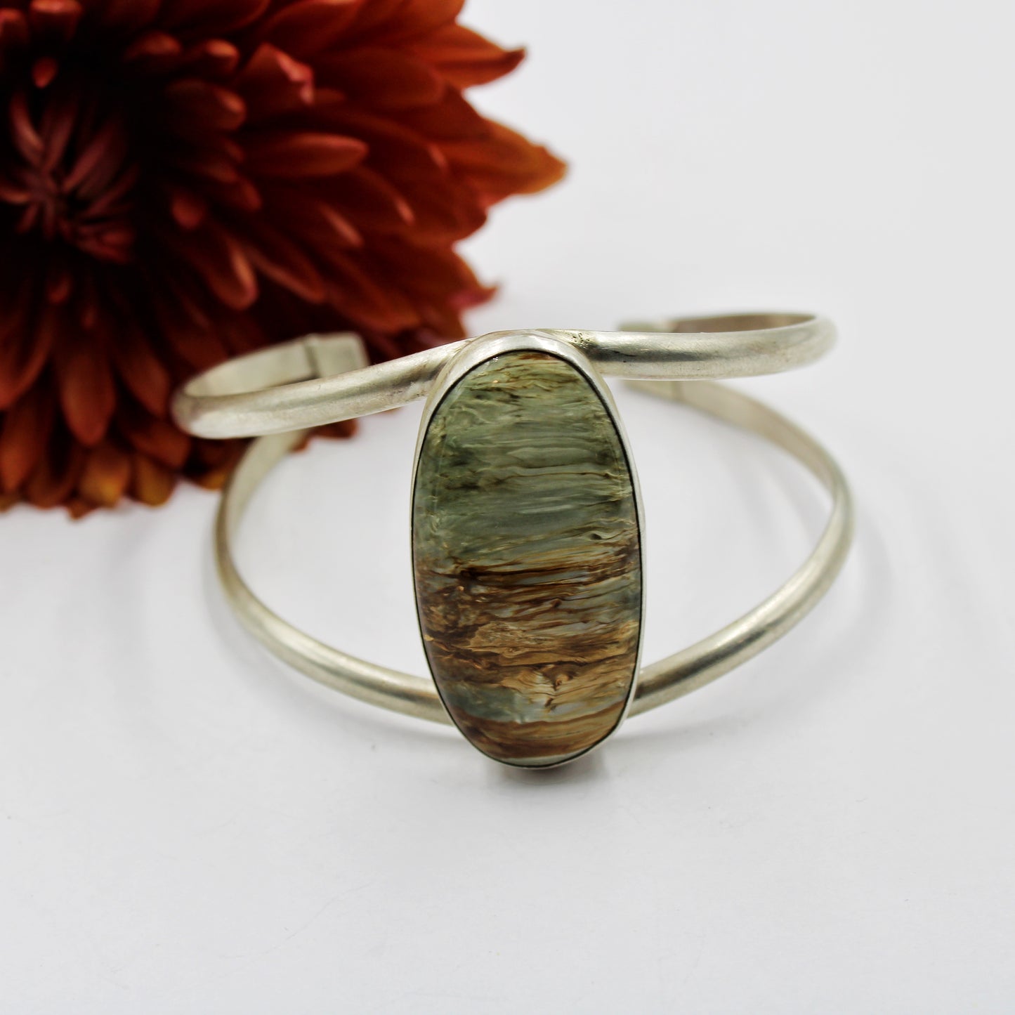 Riverstone Sterling Silver & Binghamite Cuff