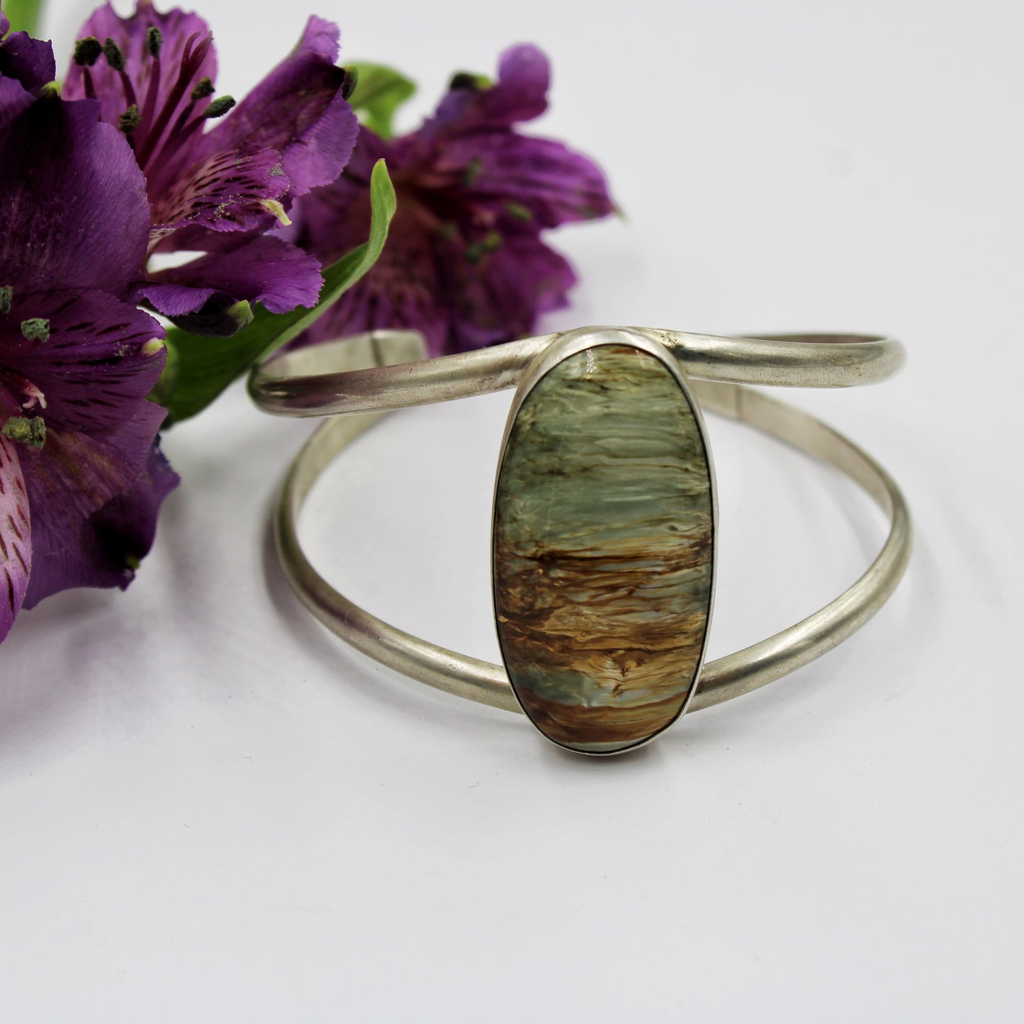 Riverstone Sterling Silver & Binghamite Cuff