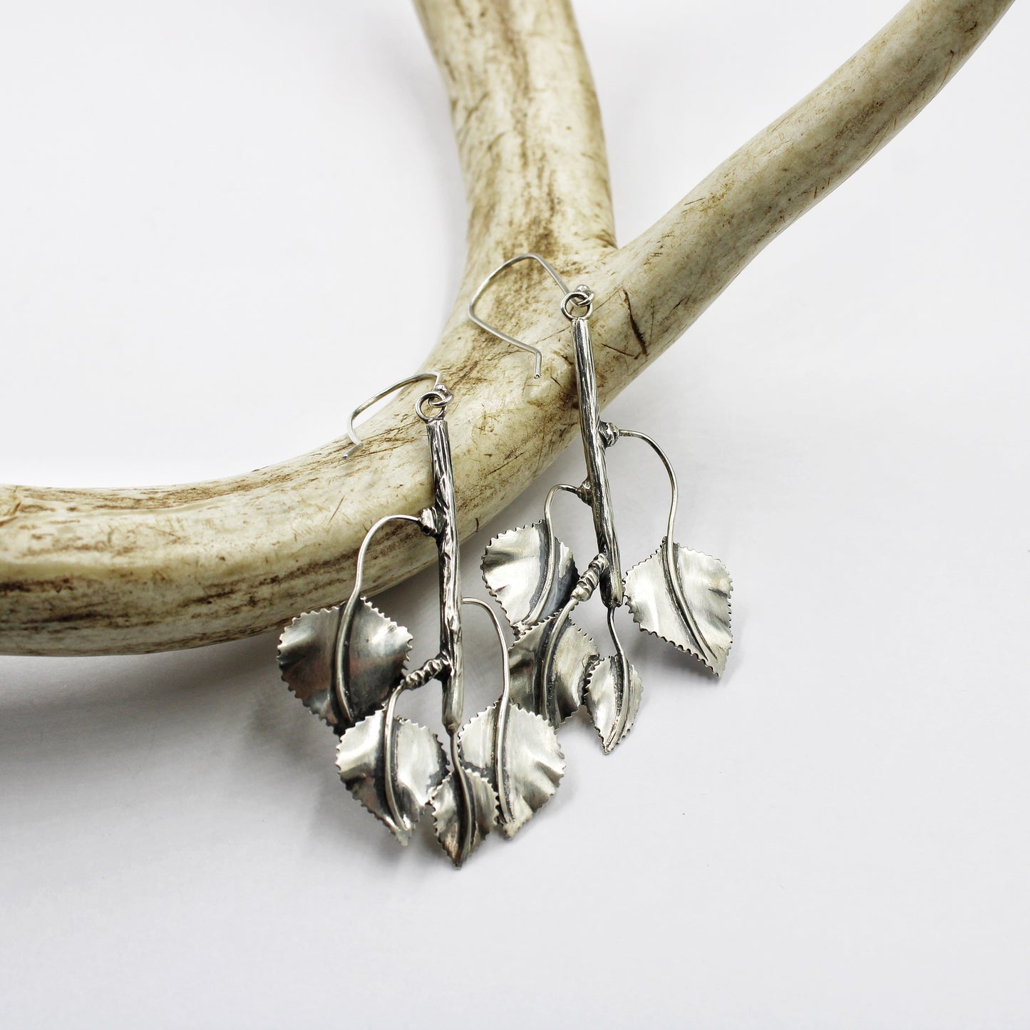 Whispering Grove Earrings: Sterling Silver Aspen Leaves