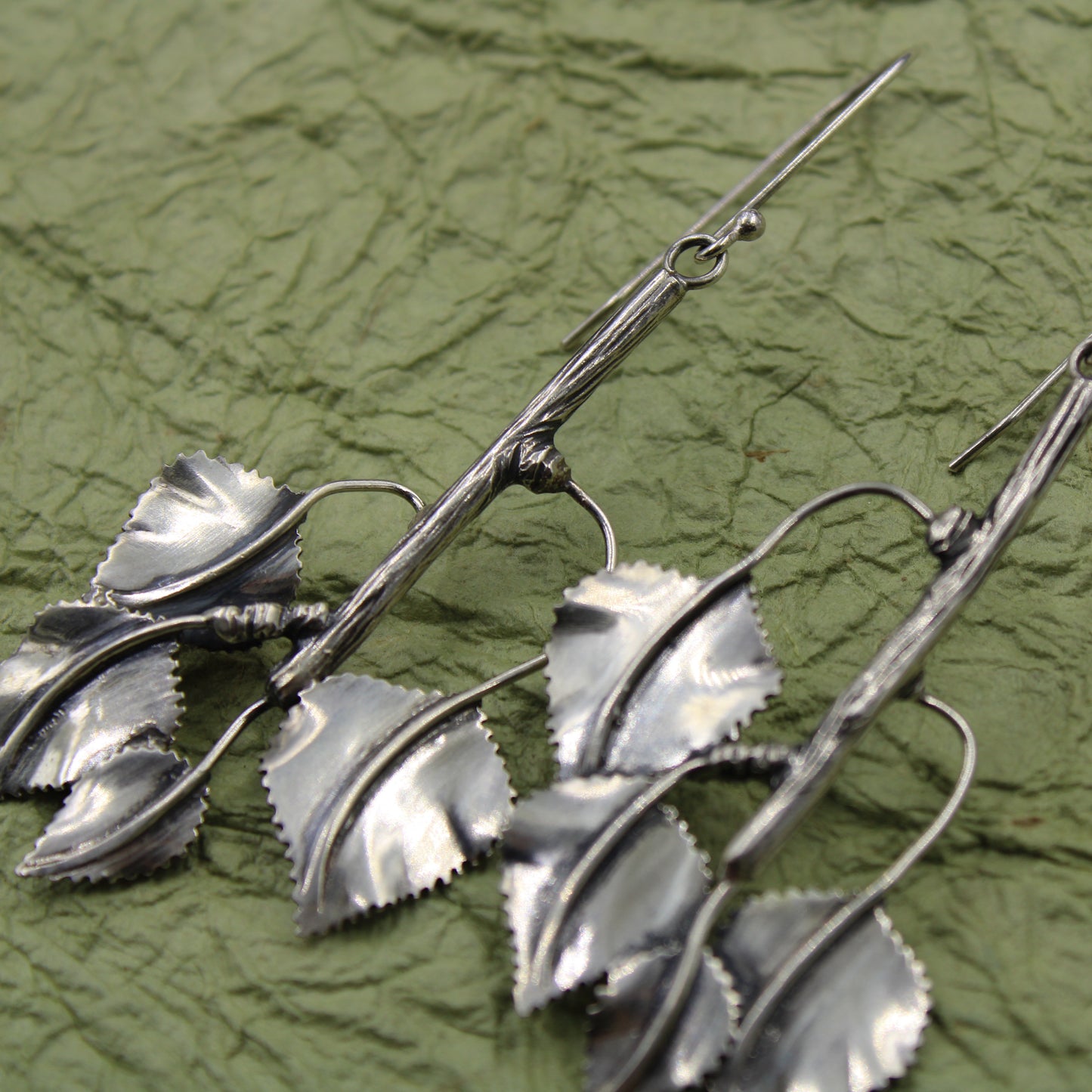 Whispering Grove Earrings: Sterling Silver Aspen Leaves