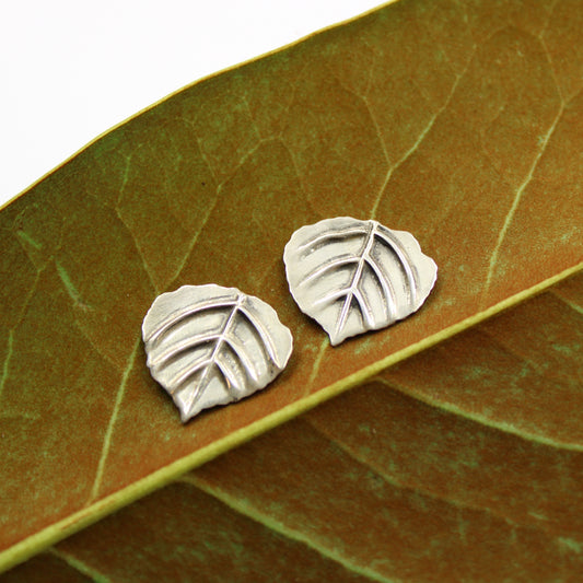 Aspen Breeze Post Earrings: Sterling Silver Aspen Leaves