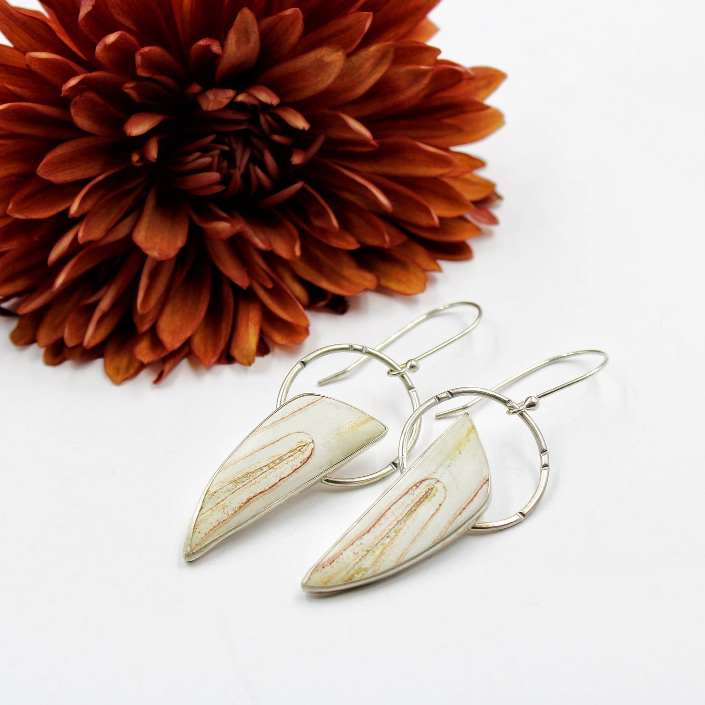 Roots of Serenity Earrings: Sterling Silver & Palmroot Agate