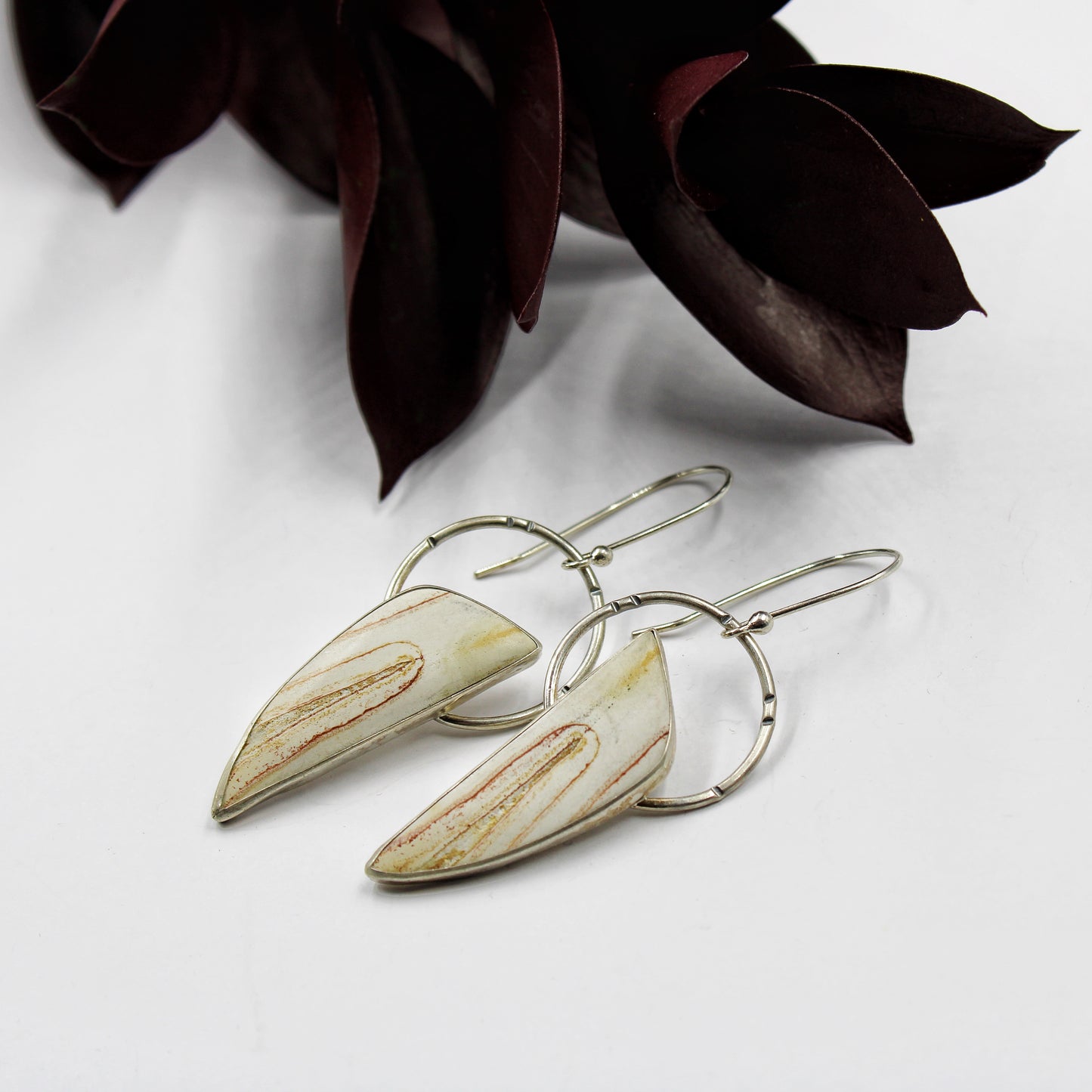 Roots of Serenity Earrings: Sterling Silver & Palmroot Agate
