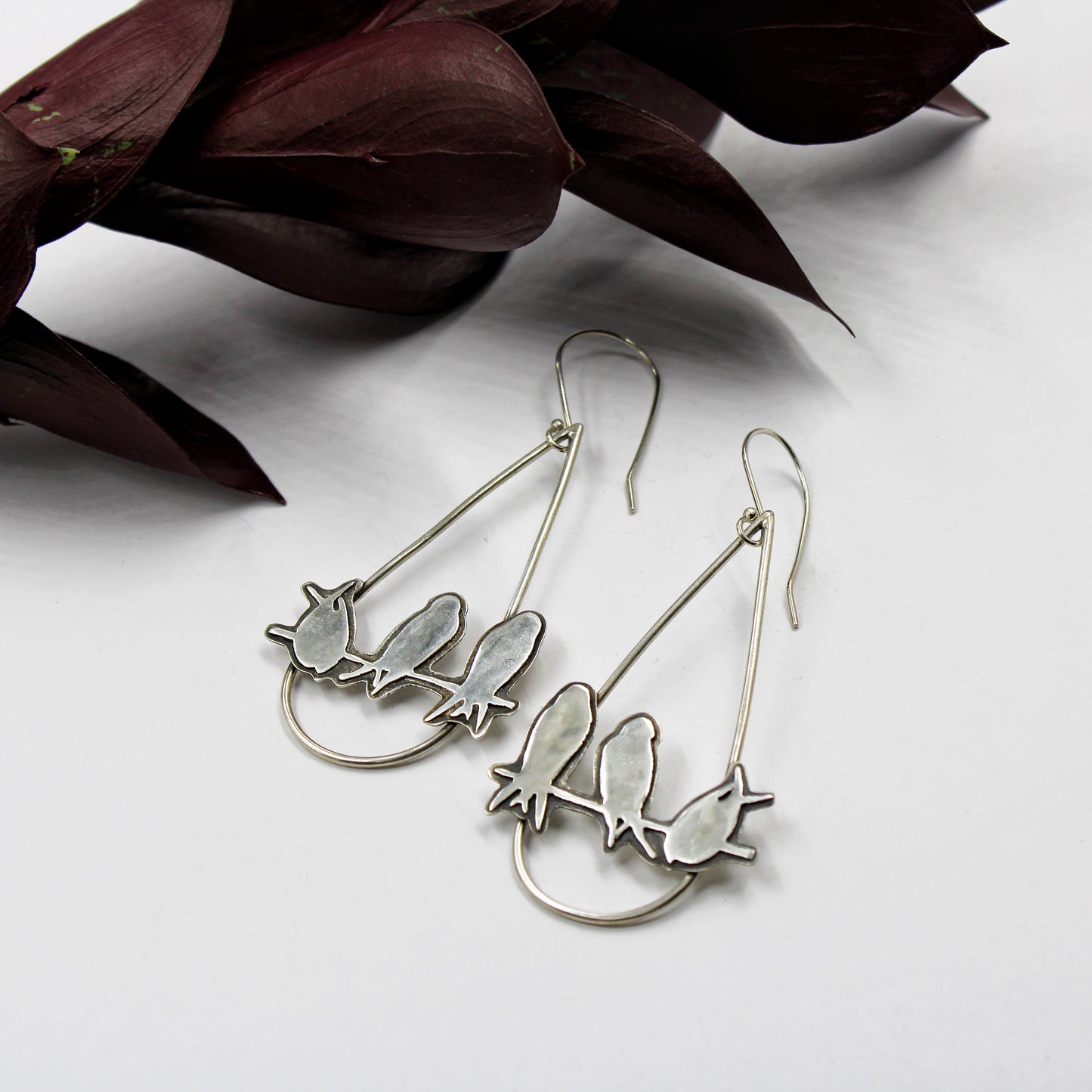 Kindred Skies Earrings: Sterling Silver Birds