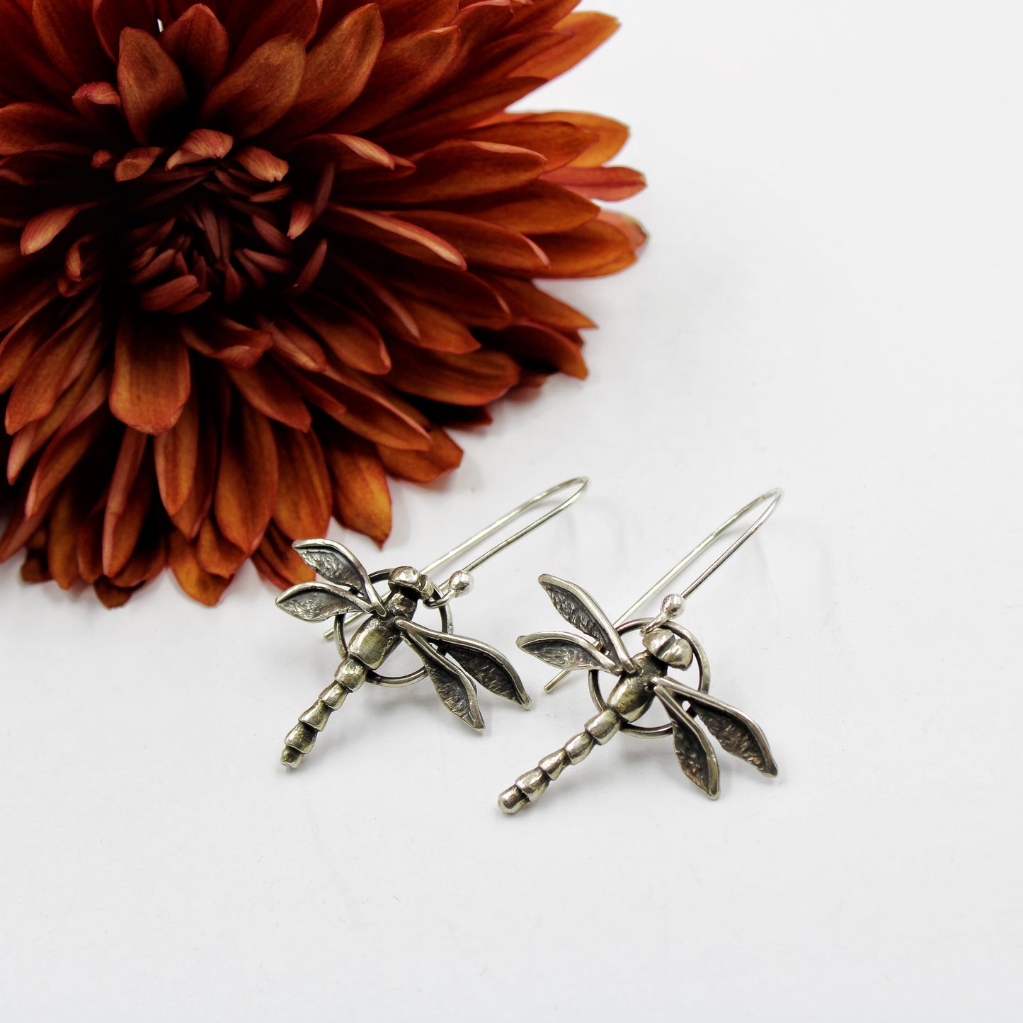 Dancing Wings Earrings: Sterling Silver Dragonflies