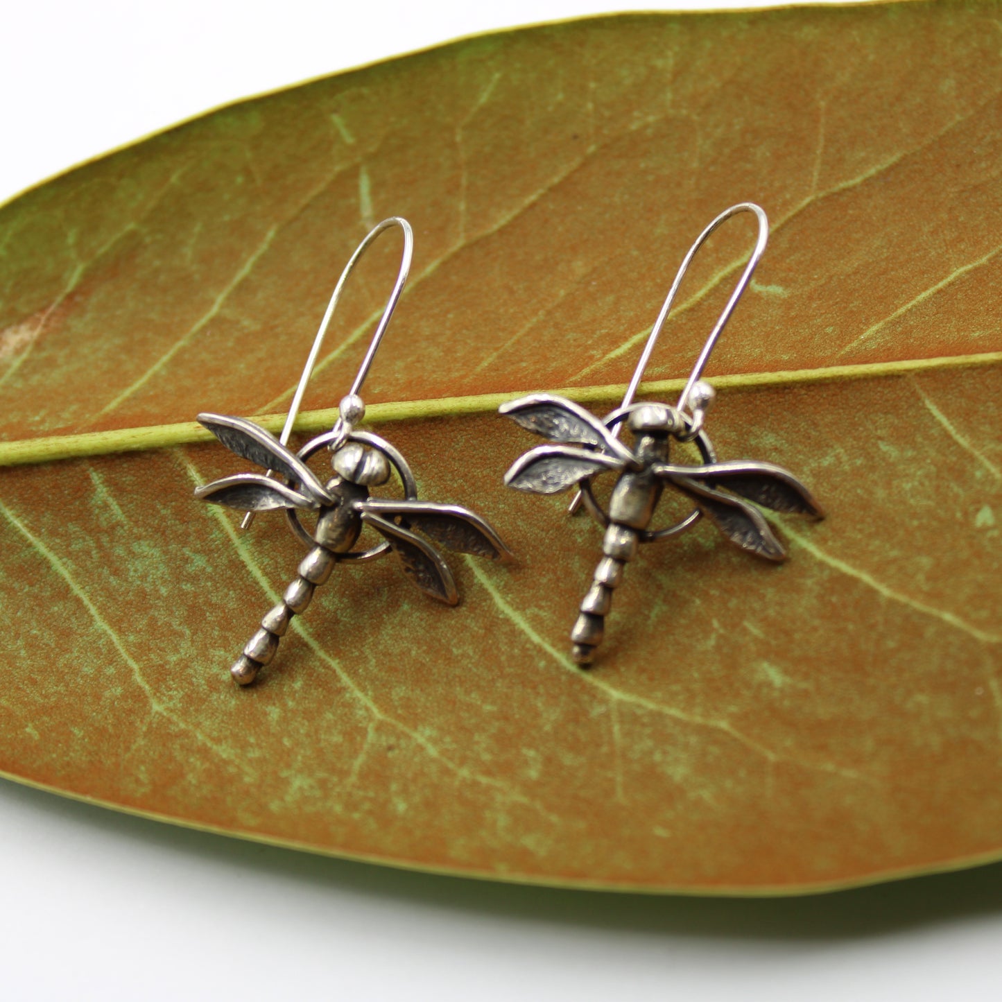 Dancing Wings Earrings: Sterling Silver Dragonflies