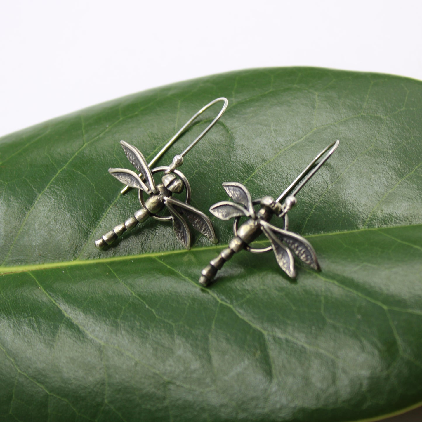 Dancing Wings Earrings: Sterling Silver Dragonflies