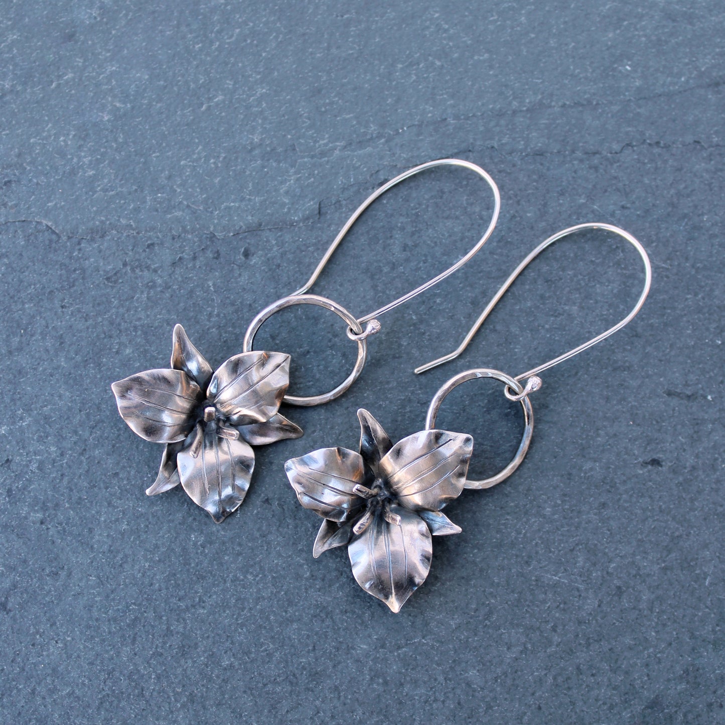 Trillium Bloom: Sterling Silver Trillium Flower Earrings