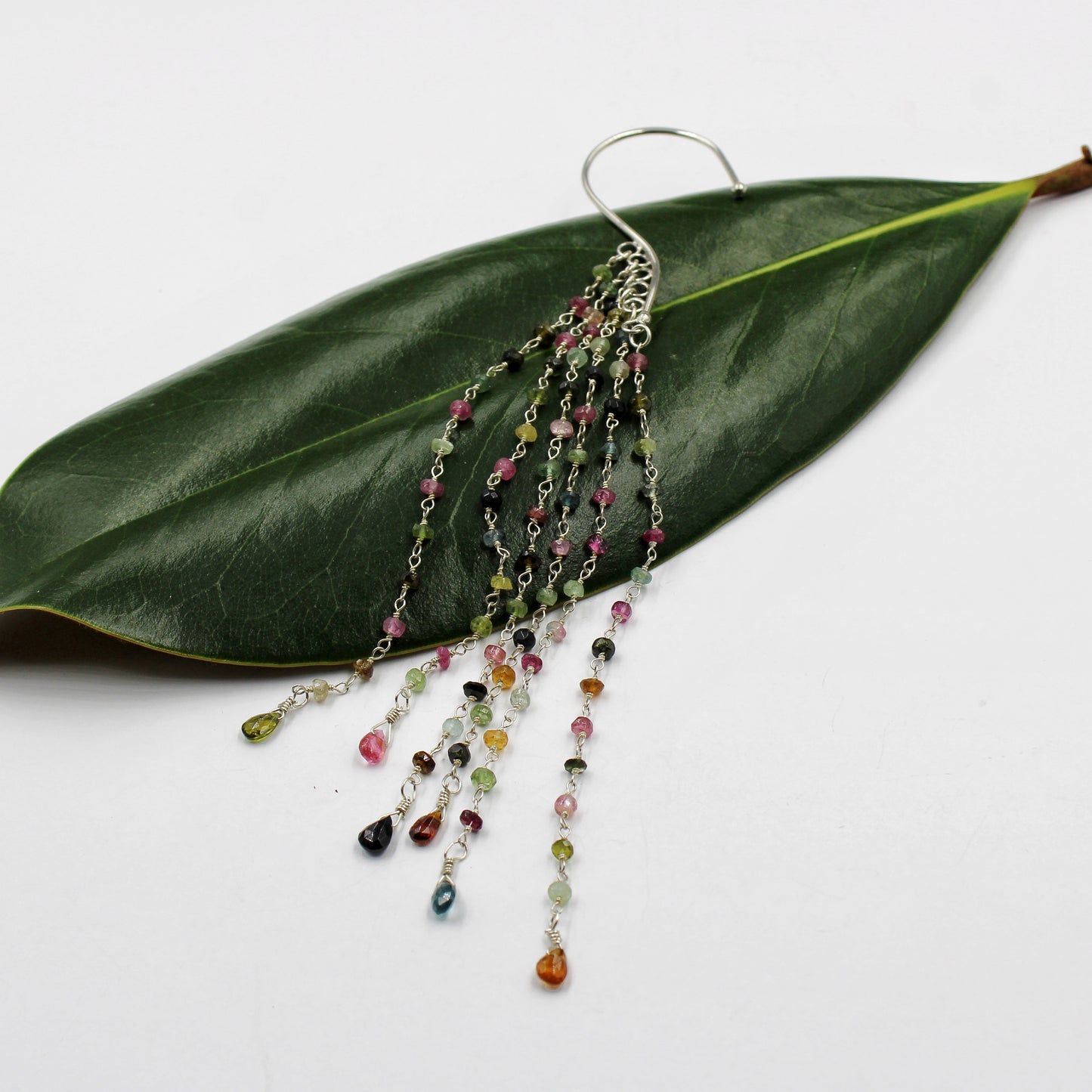 Morning Dew Ear Slide: Sterling Silver & Tourmaline