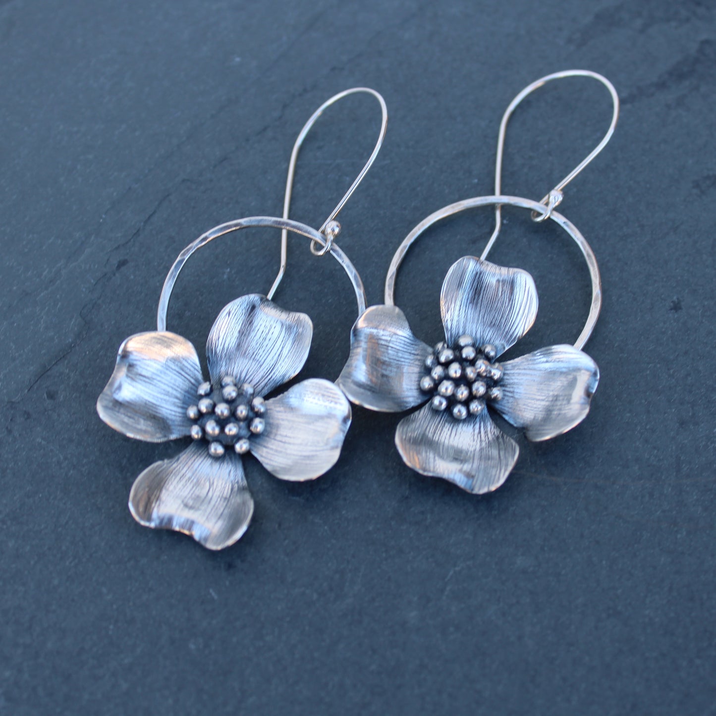 Dogwood Delight: Sterling Silver Dogwood Flower Earrings