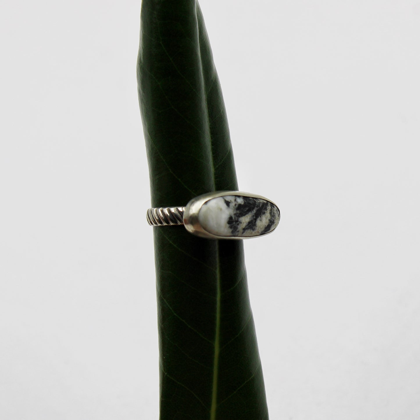 Snowdrift Ring: Sterling Silver & White Buffalo Turquoise - size 7.5