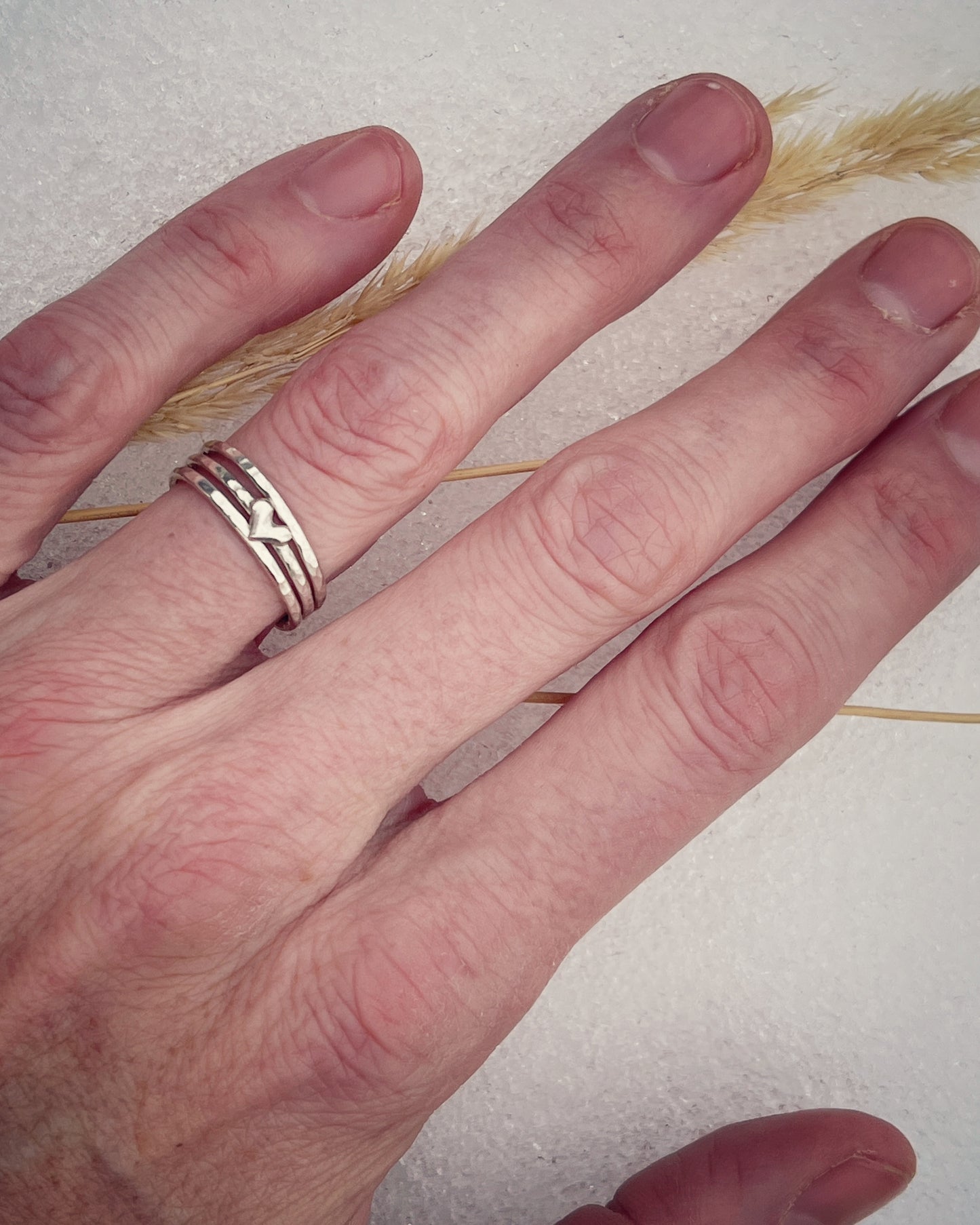Heartstone Textured Stacking Rings