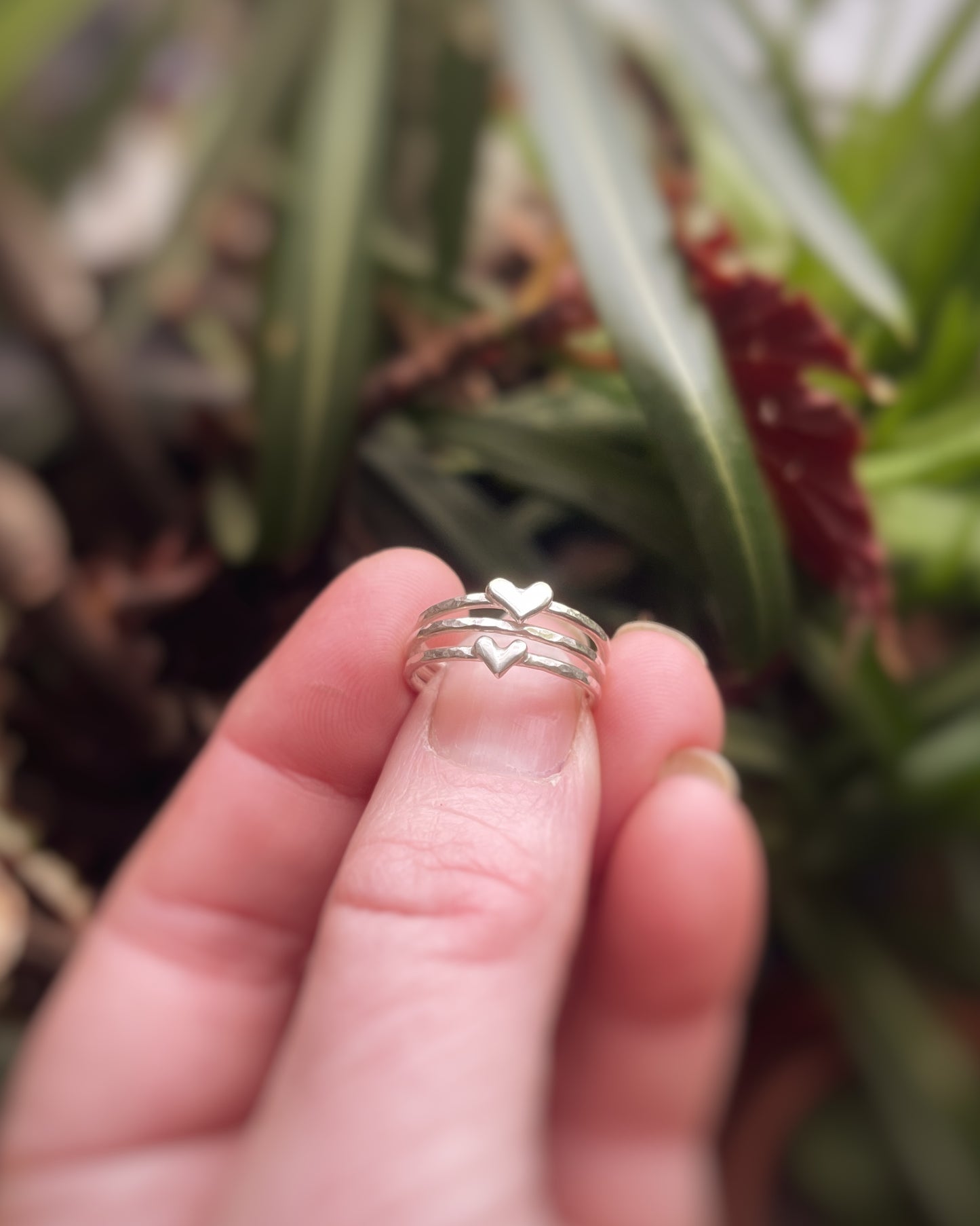 Heartstone Textured Stacking Rings
