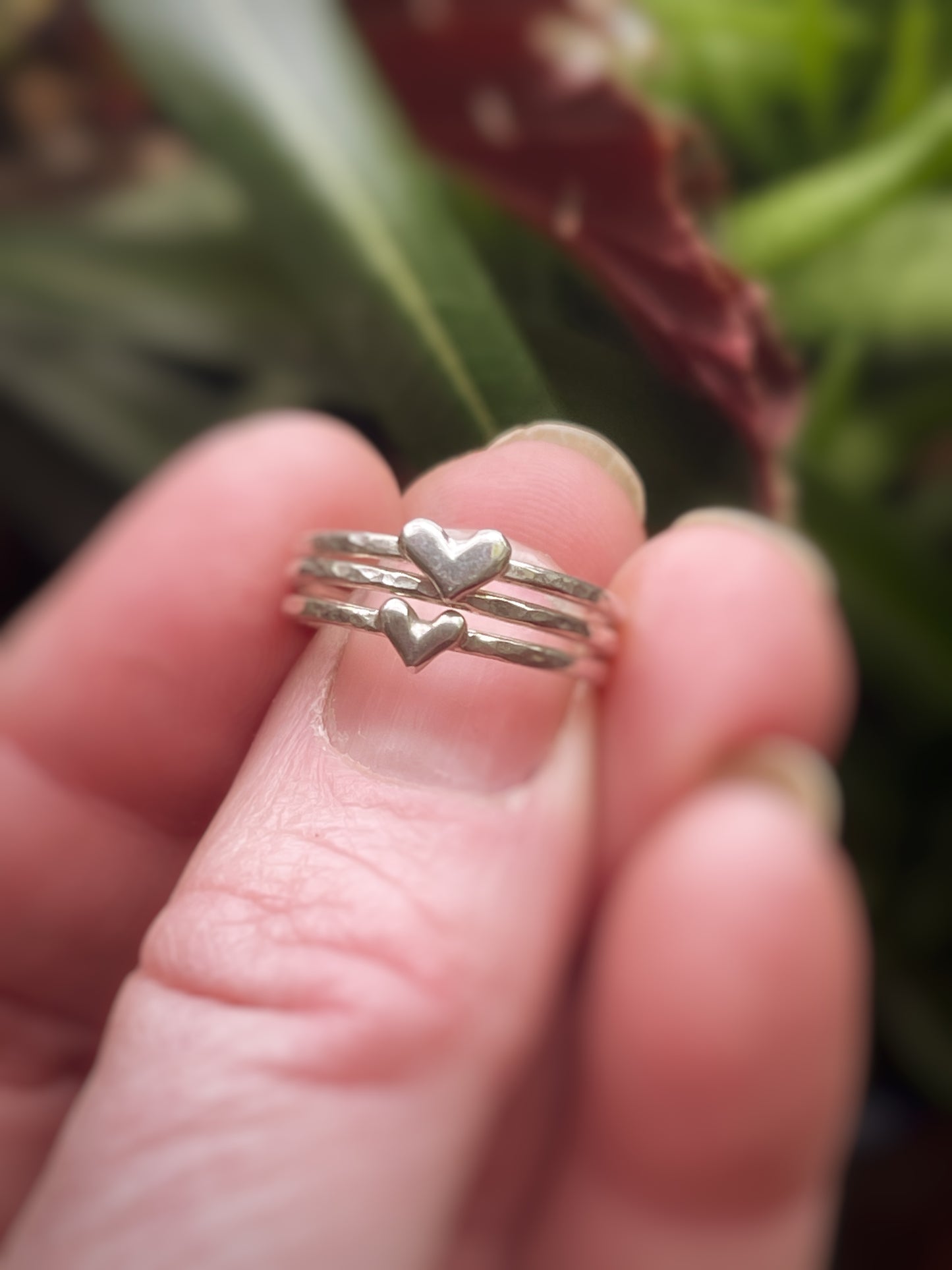 Heartstone Textured Stacking Rings