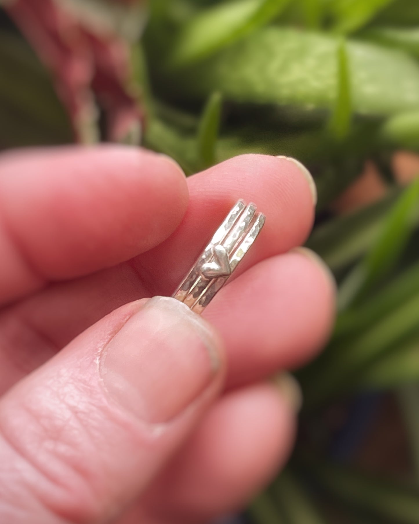 Heartstone Textured Stacking Rings