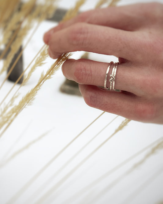 Heartstone Textured Stacking Rings