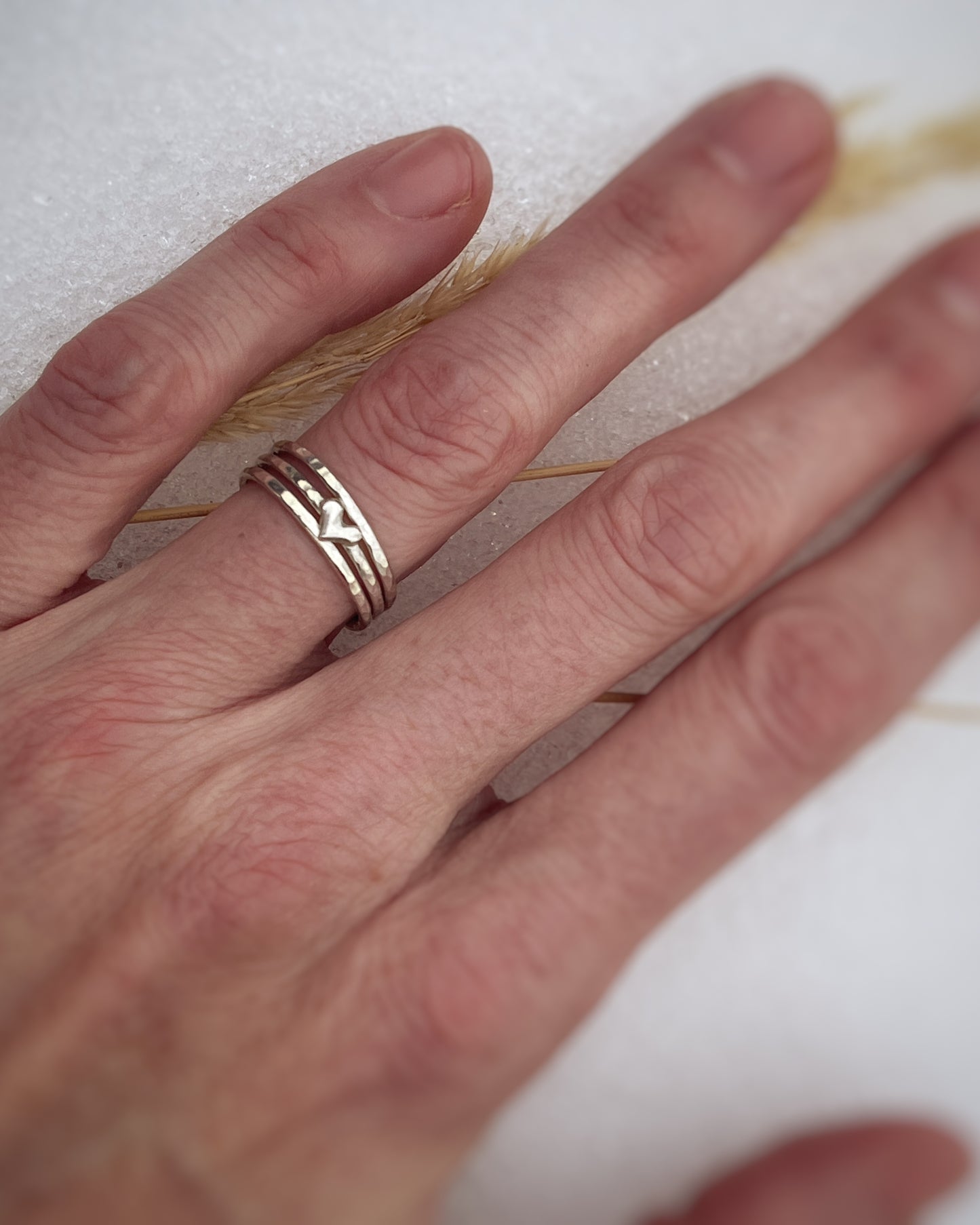 Heartstone Textured Stacking Rings
