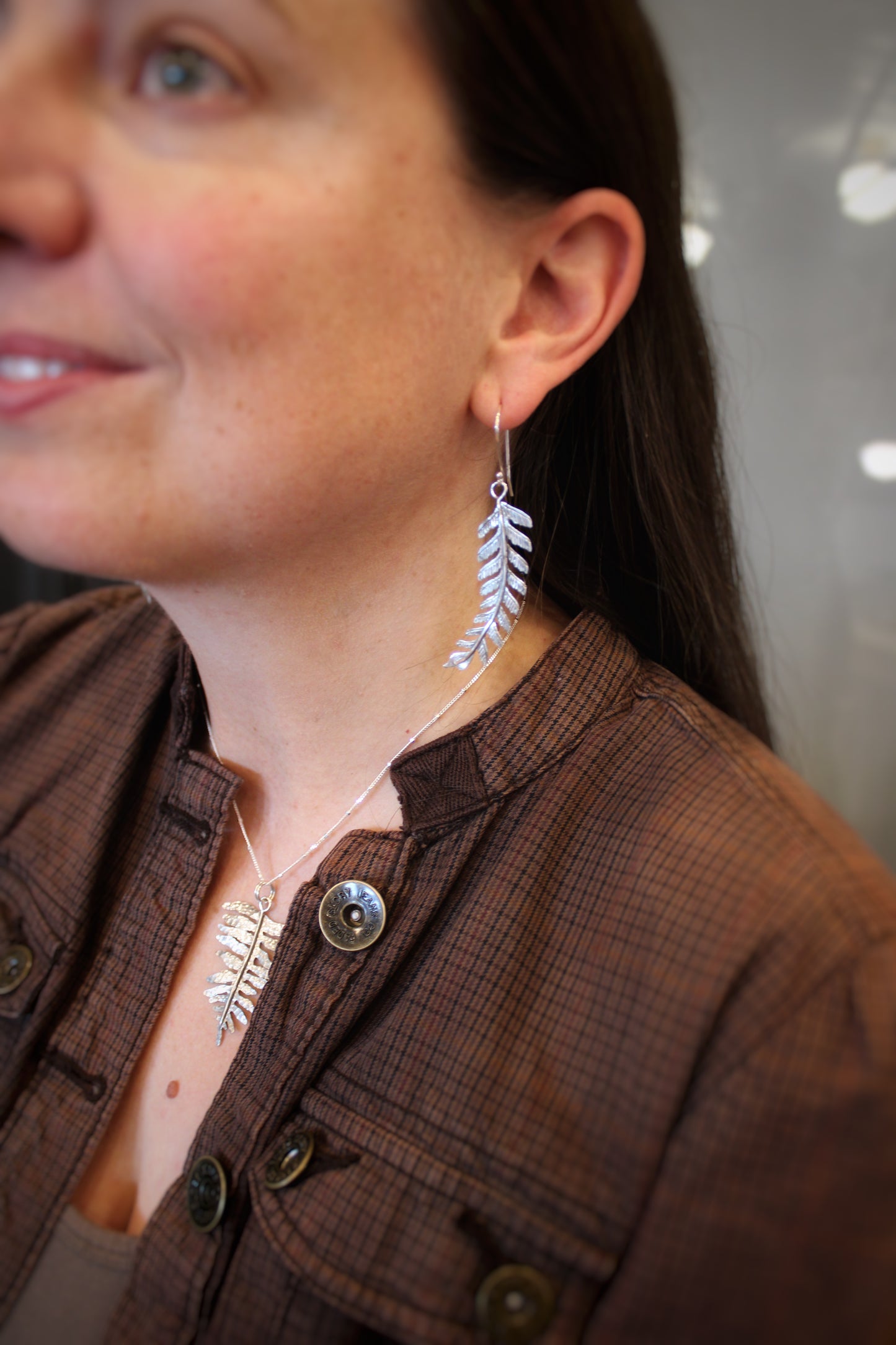 Maiden Grace Earrings: Sterling Silver Maidenhair Fern Leaves
