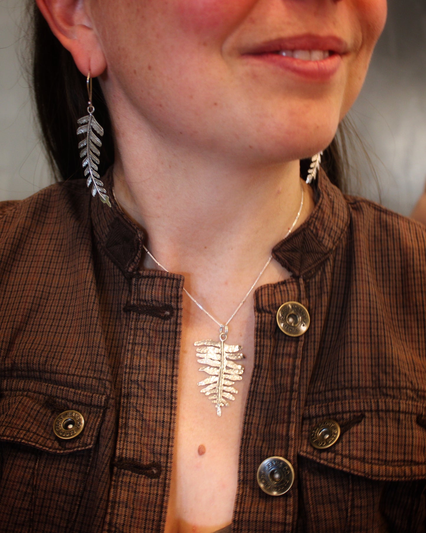 Maiden Grace Earrings: Sterling Silver Maidenhair Fern Leaves