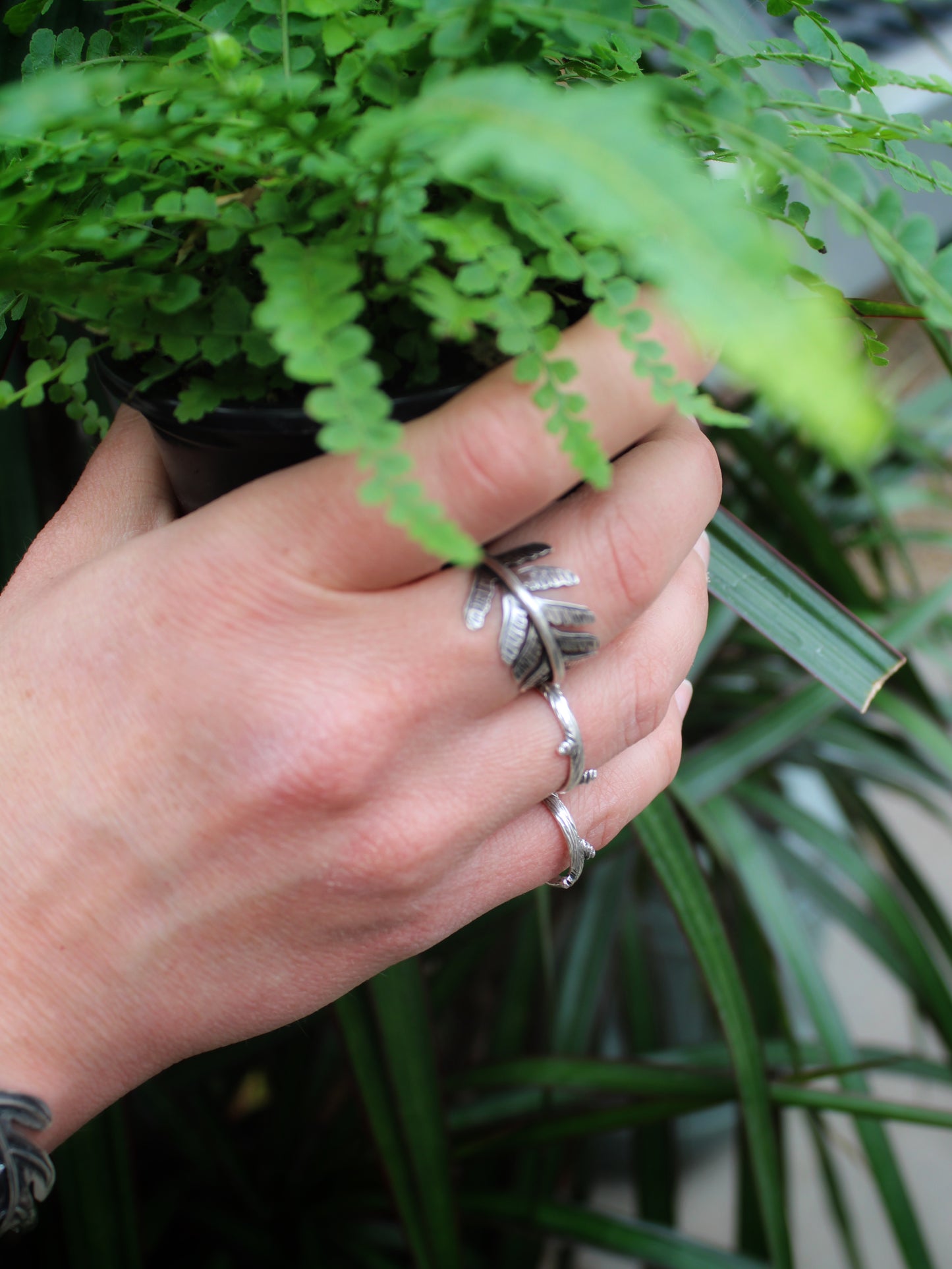 Grace Rings: Sterling Silver Maidenhair Ferns