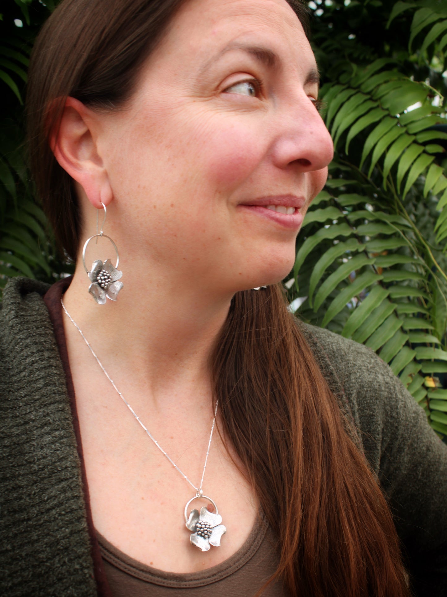 Spring Awakening Pendant: Sterling Silver Dogwood Flower