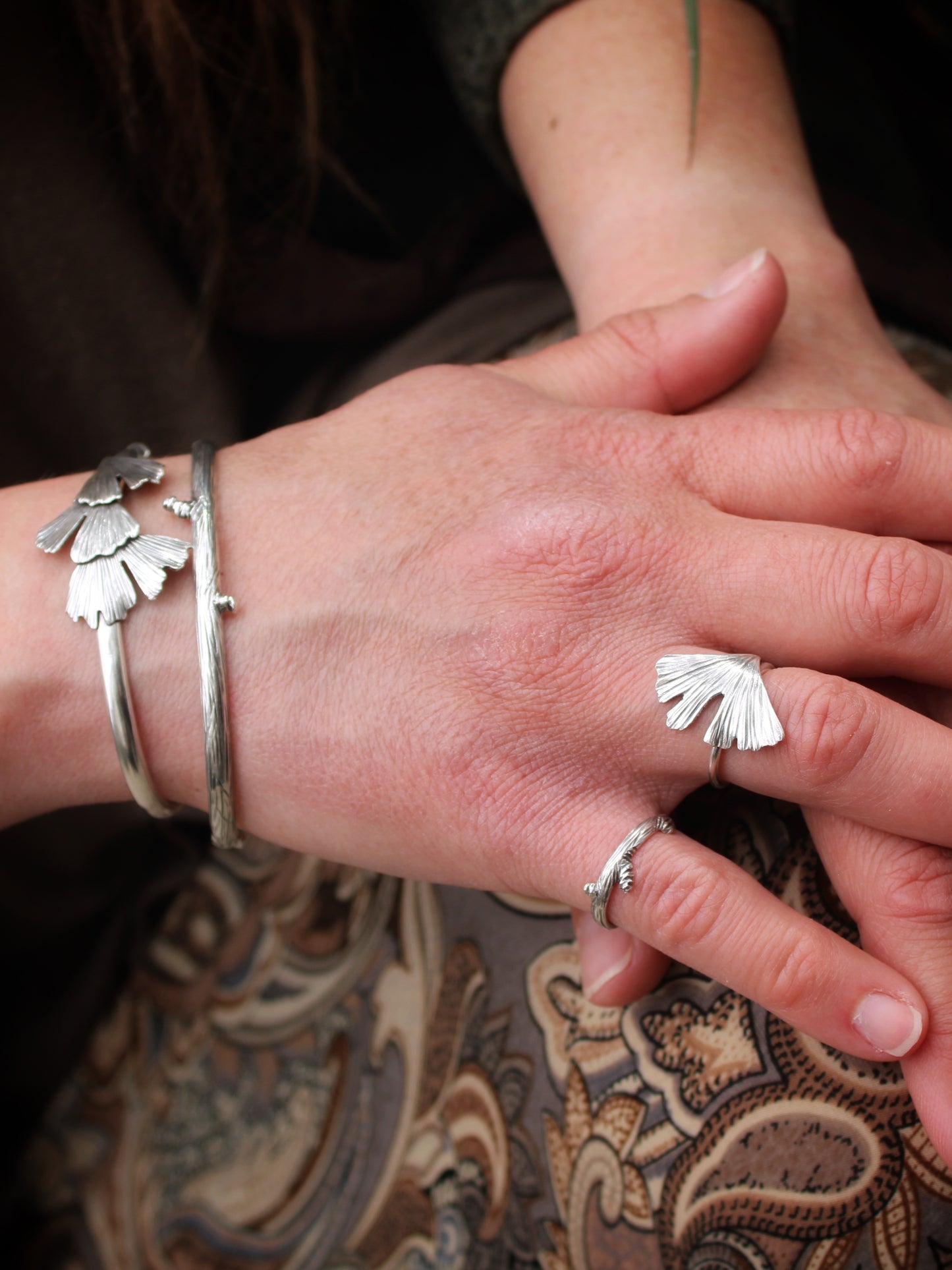 Wisdom Rings: Sterling Silver Gingko Leaves
