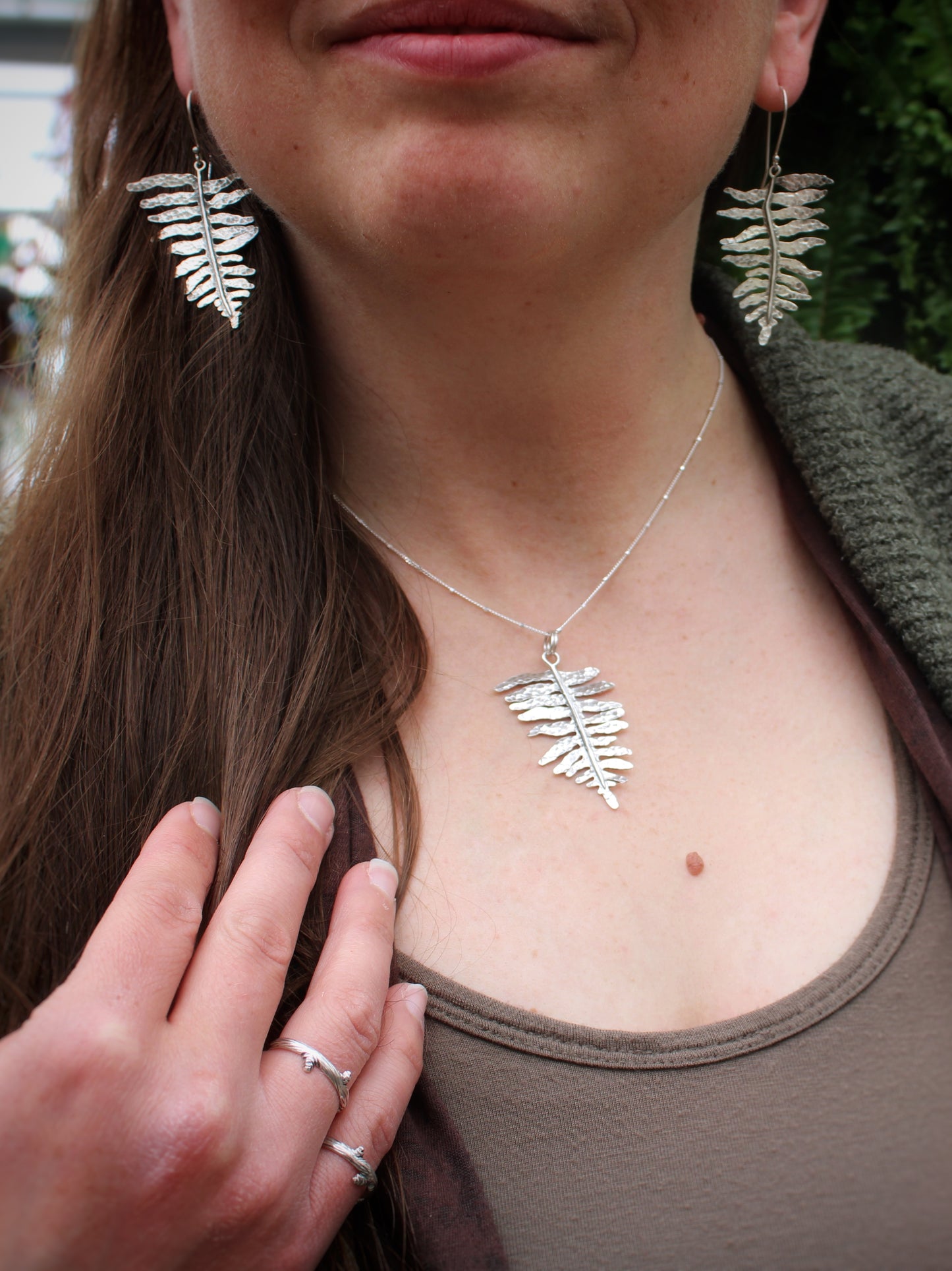 Forest Frond: Sterling Silver Sword Fern Earrings