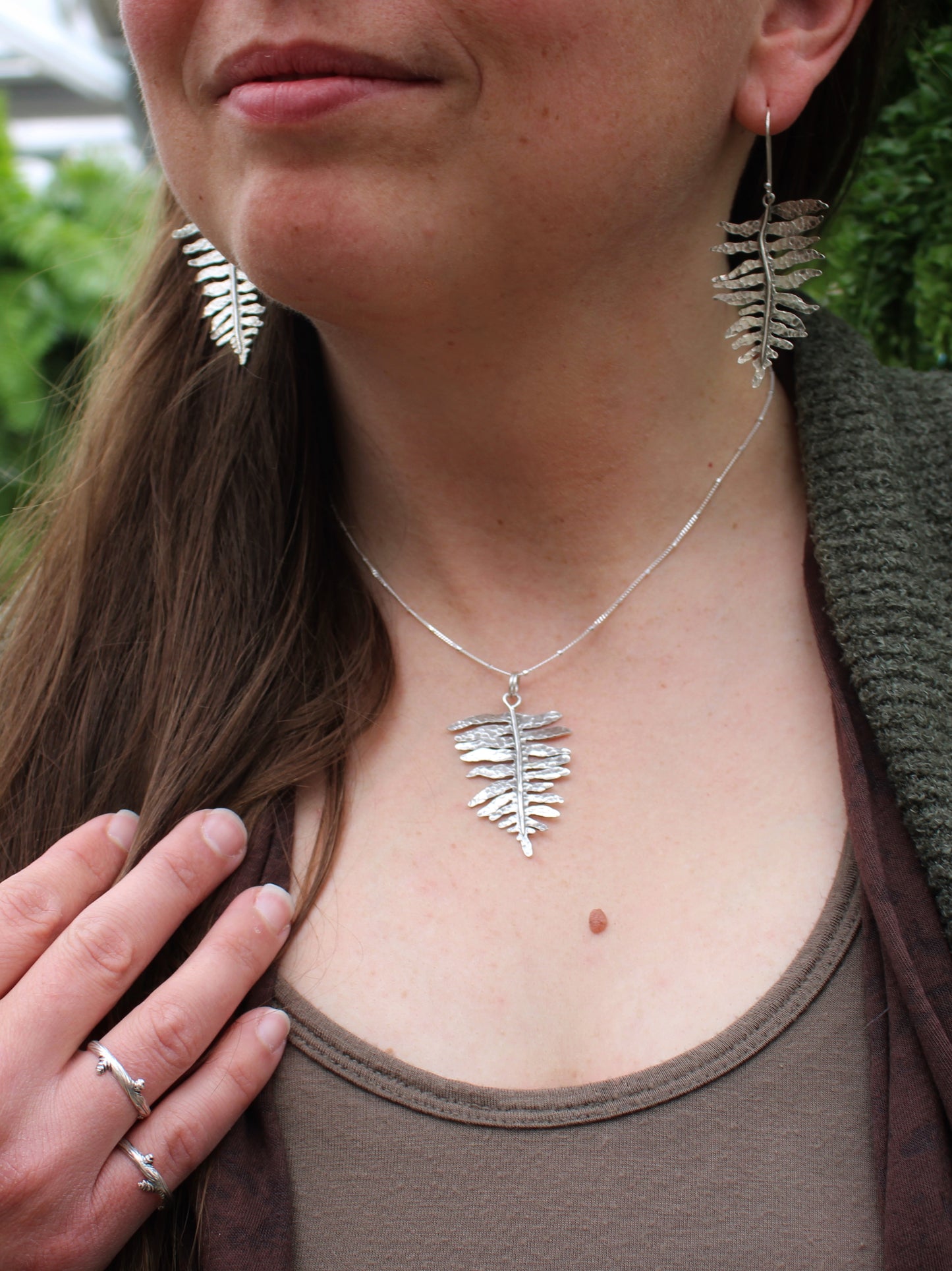 Evergreen Grace Pendant: Sterling Silver Sword Fern