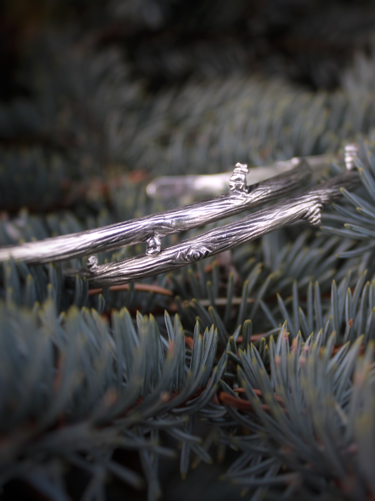 Woodland Embrace: Sterling Silver Handcrafted Branch Cuff