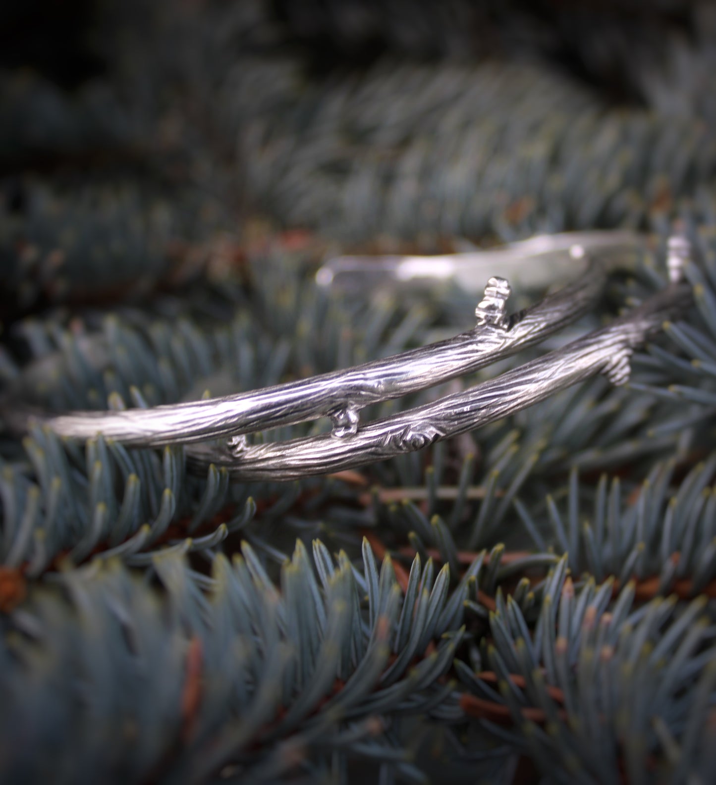 Woodland Embrace: Sterling Silver Handcrafted Branch Cuff