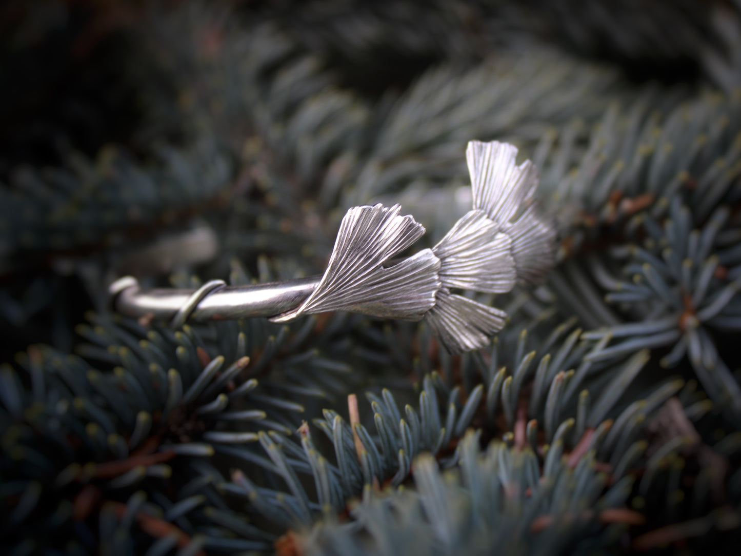 Woven Wisdom: Sterling Silver Triple Gingko Cuff