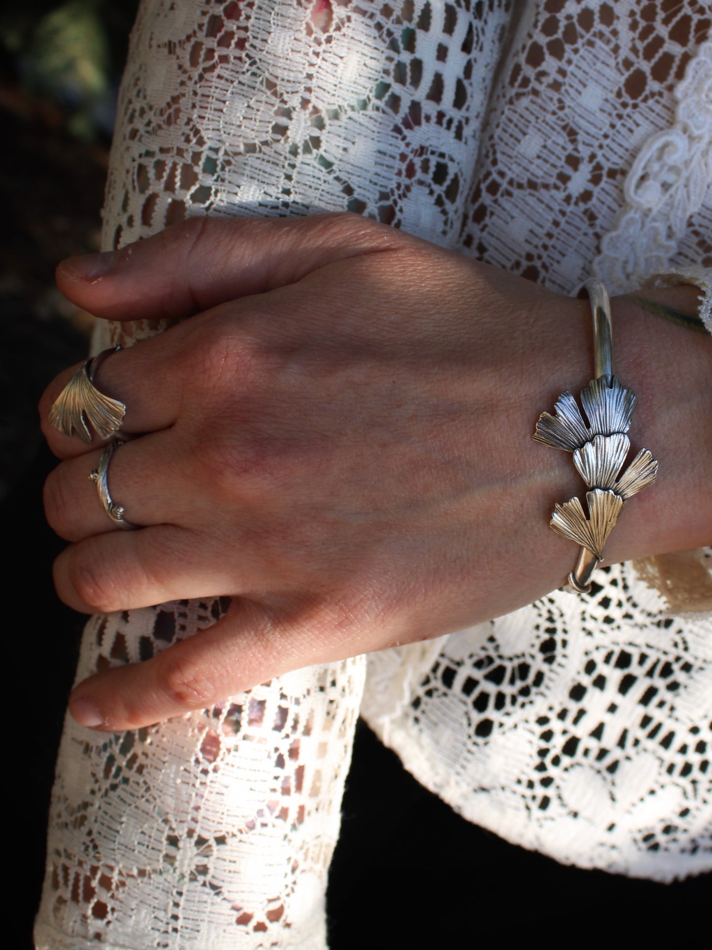 Wisdom Rings: Sterling Silver Gingko Leaves
