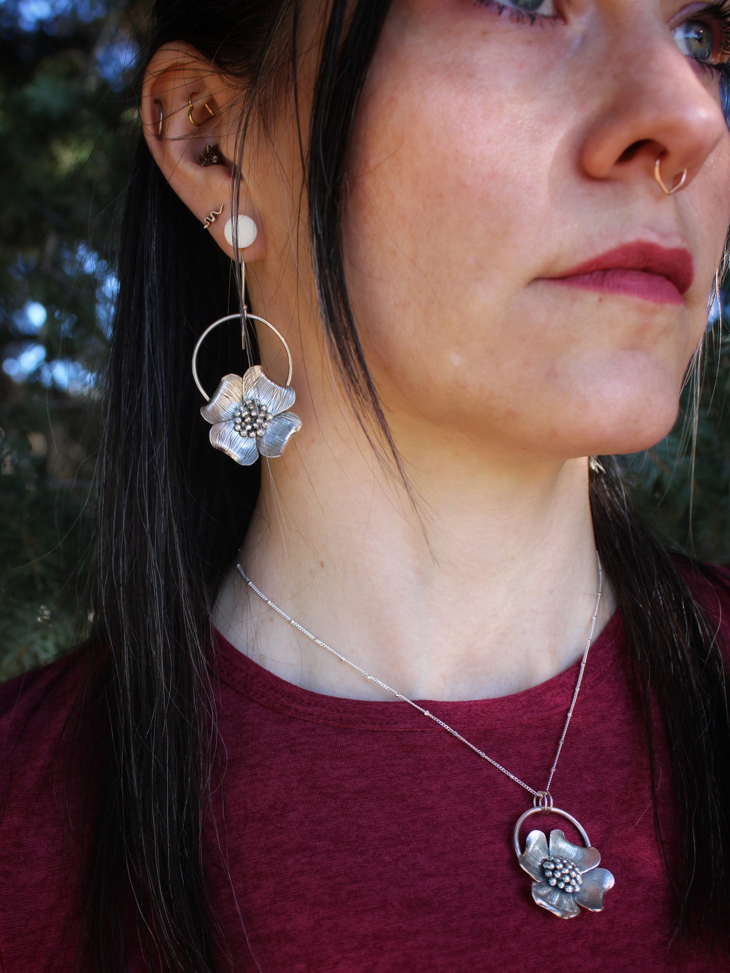 Dogwood Delight: Sterling Silver Dogwood Flower Earrings