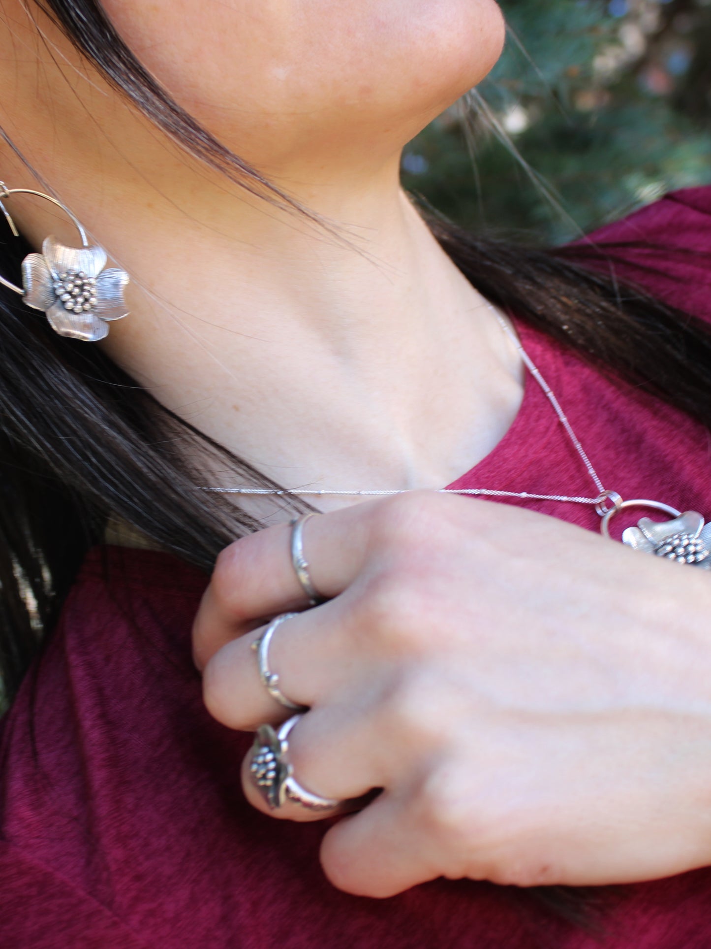 Reverie Rings: Sterling Silver Dogwood Flowers