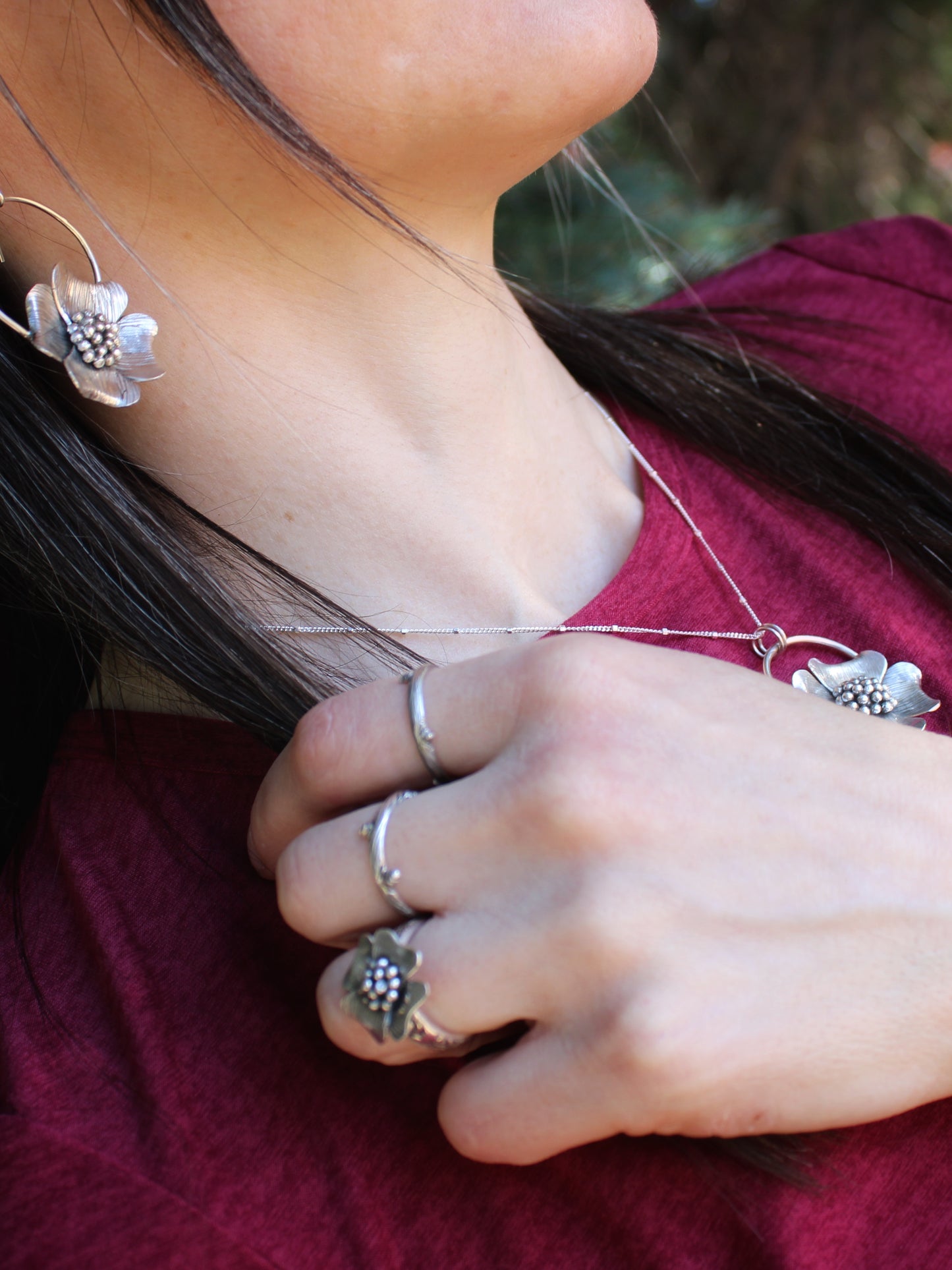 Dogwood Delight: Sterling Silver Dogwood Flower Earrings