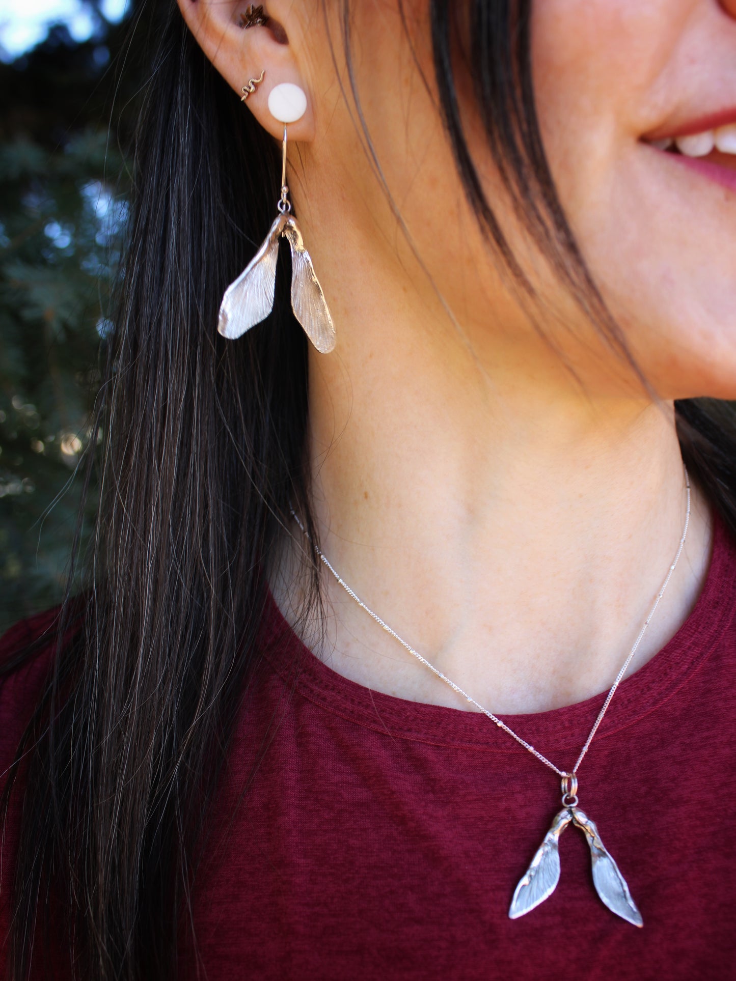 Flight of the Maple Pendant: Sterling Silver Maple Samara