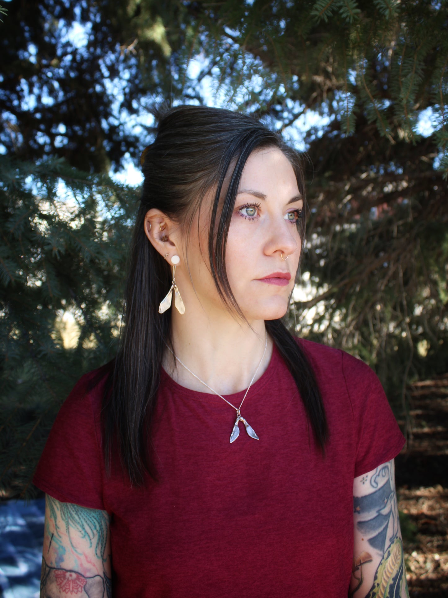 Flight of the Maple Pendant: Sterling Silver Maple Samara