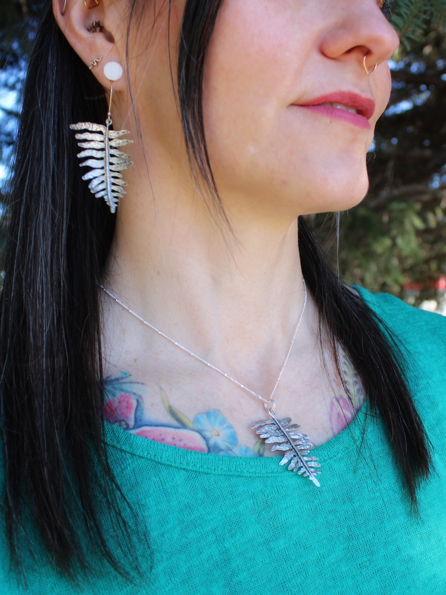 Forest Frond: Sterling Silver Sword Fern Earrings