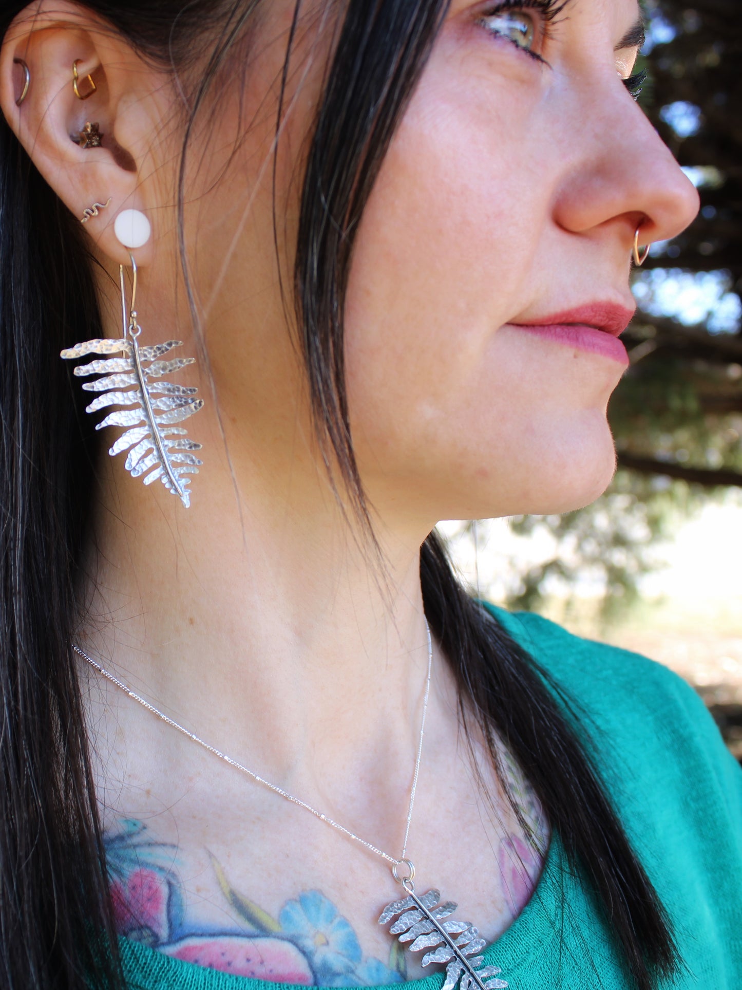 Forest Frond: Sterling Silver Sword Fern Earrings