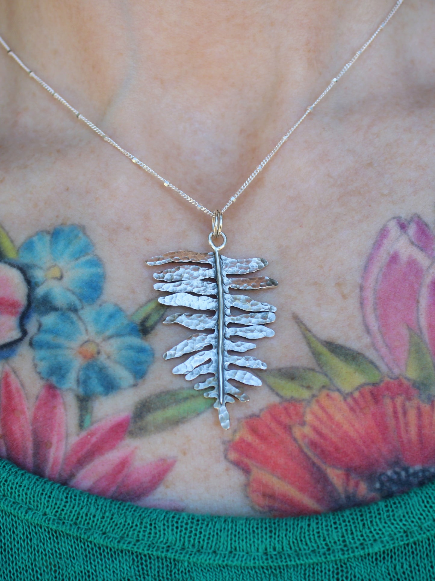 Evergreen Grace Pendant: Sterling Silver Sword Fern
