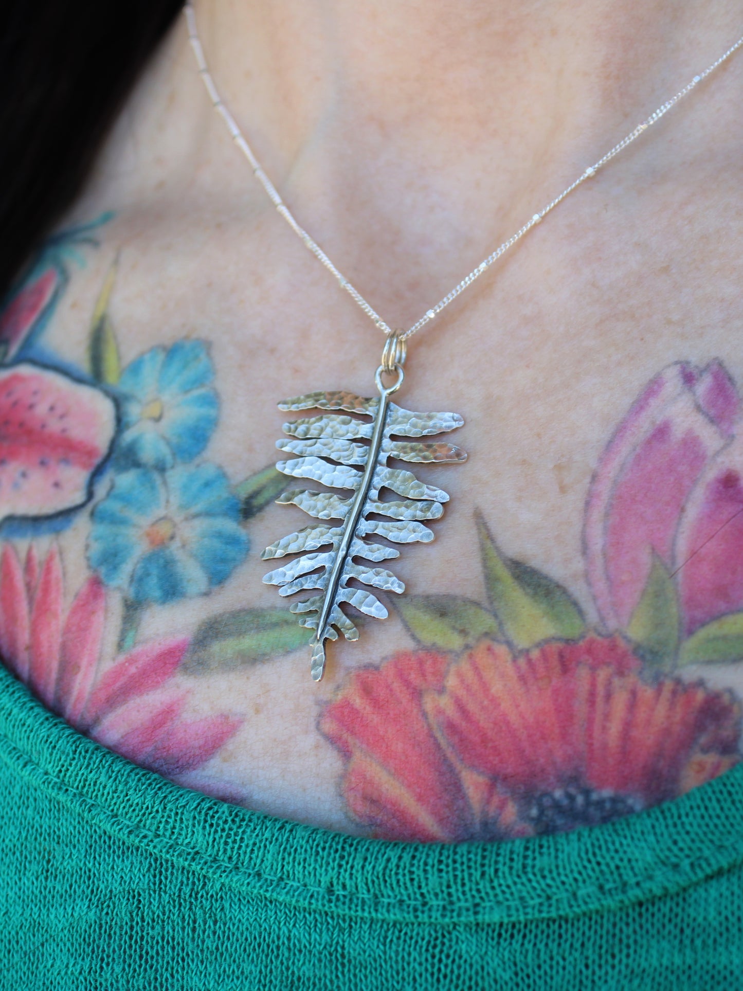 Evergreen Grace Pendant: Sterling Silver Sword Fern