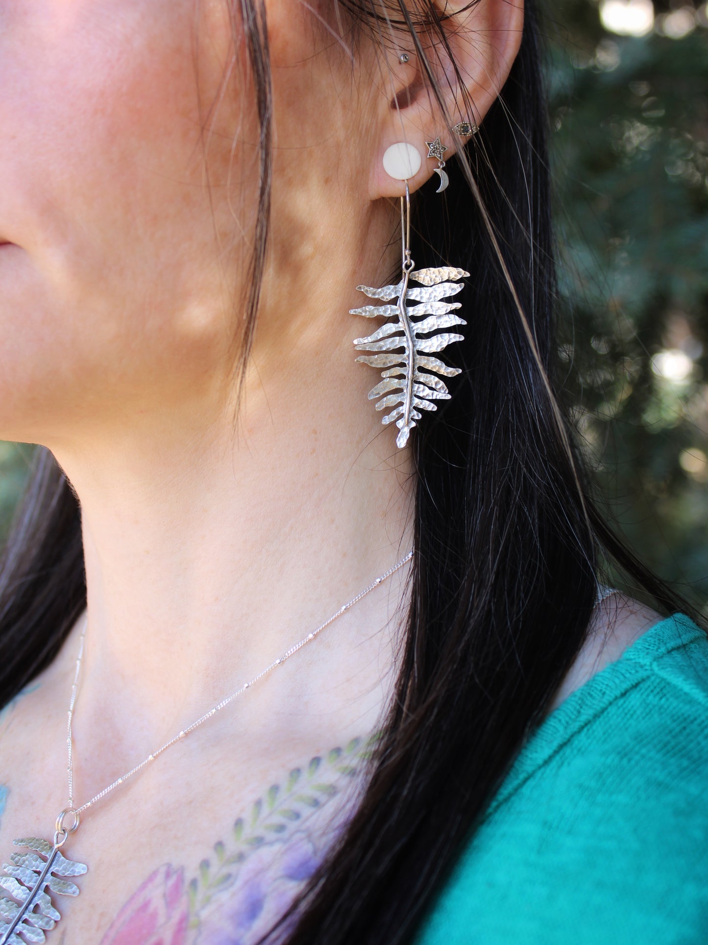 Forest Frond: Sterling Silver Sword Fern Earrings