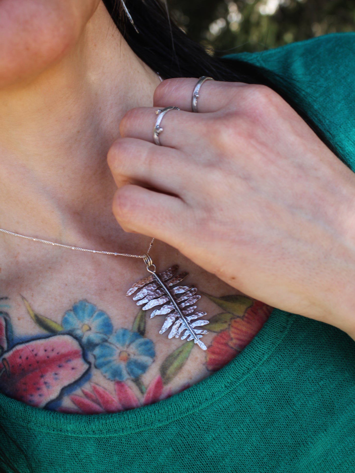 Evergreen Grace Pendant: Sterling Silver Sword Fern