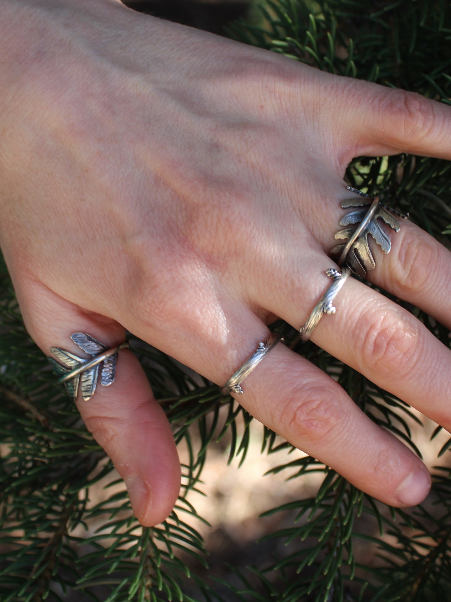 Grace Rings: Sterling Silver Maidenhair Ferns