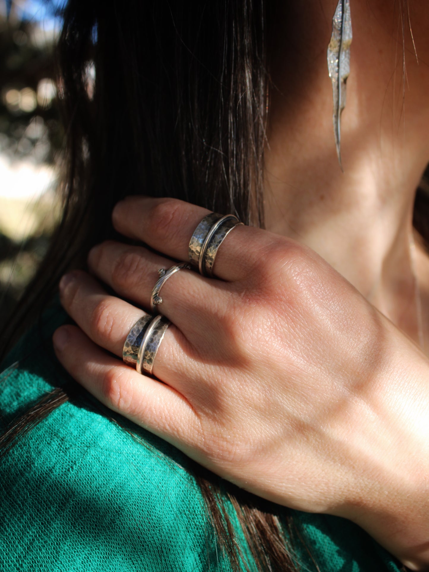 Harmony Leaf Rings: Sterling Silver Willow Leaves