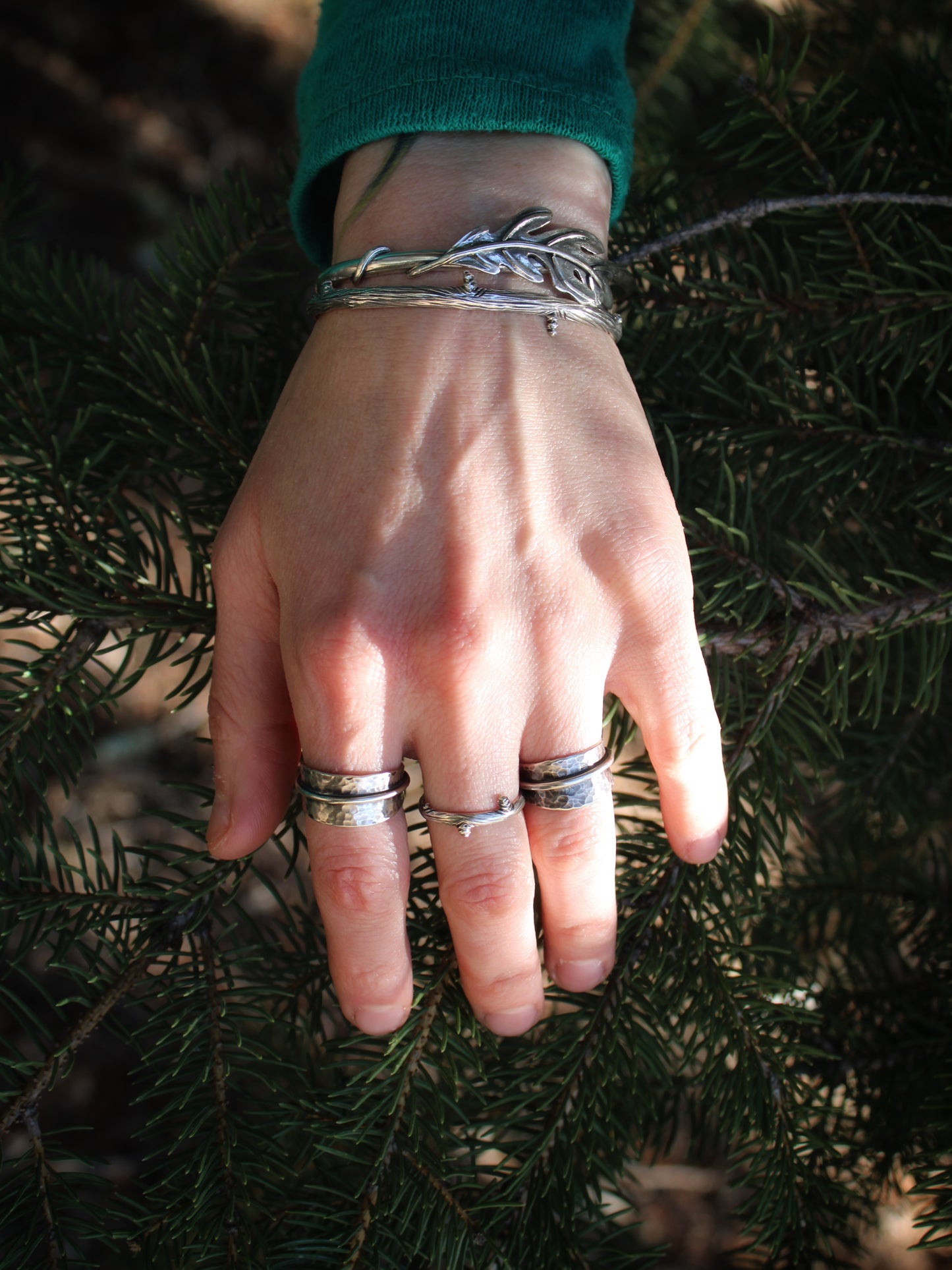 Harmony Leaf Rings: Sterling Silver Willow Leaves