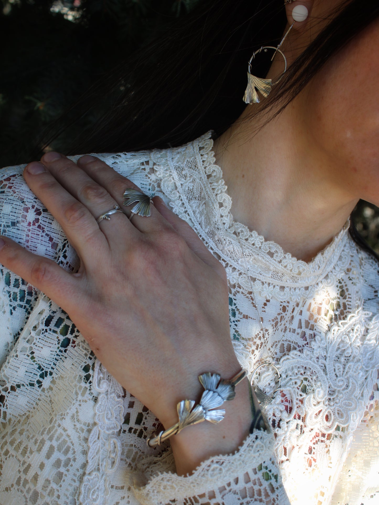 Woven Wisdom: Sterling Silver Triple Gingko Cuff