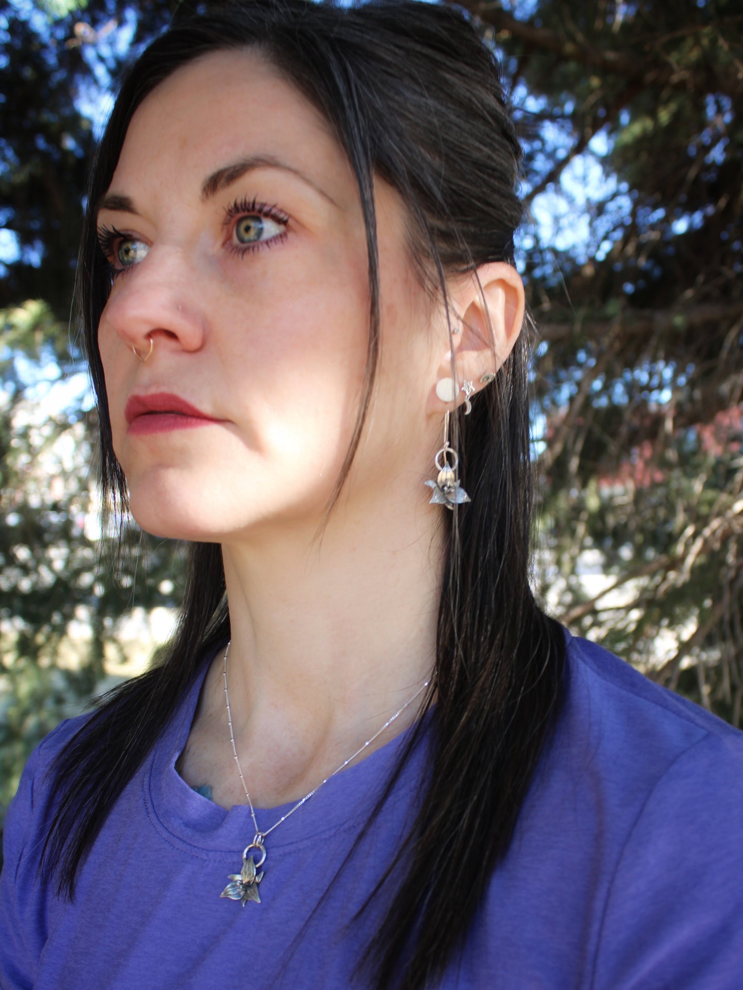 Trillium Bloom: Sterling Silver Trillium Flower Earrings